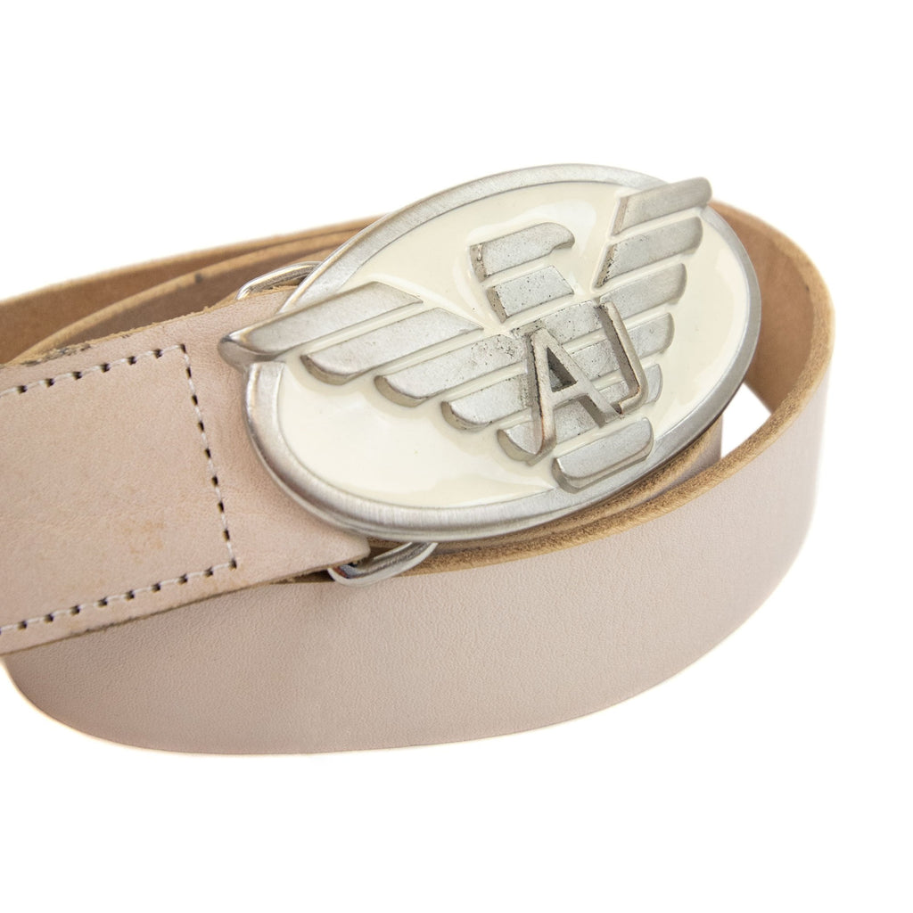 Armani Jeans Aj Eagle Logo Leather Belt Vaniglia