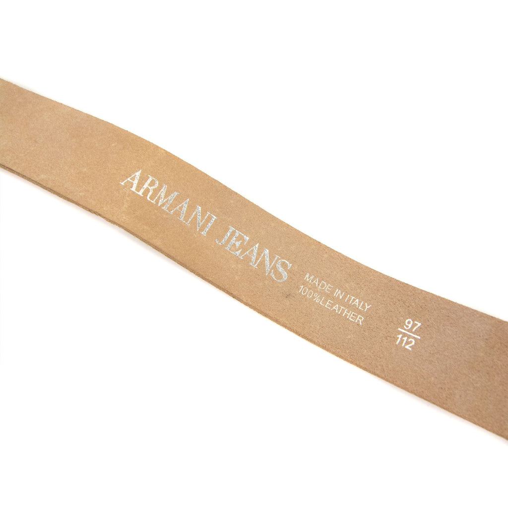 Armani Jeans Aj Eagle Logo Leather Belt Vaniglia