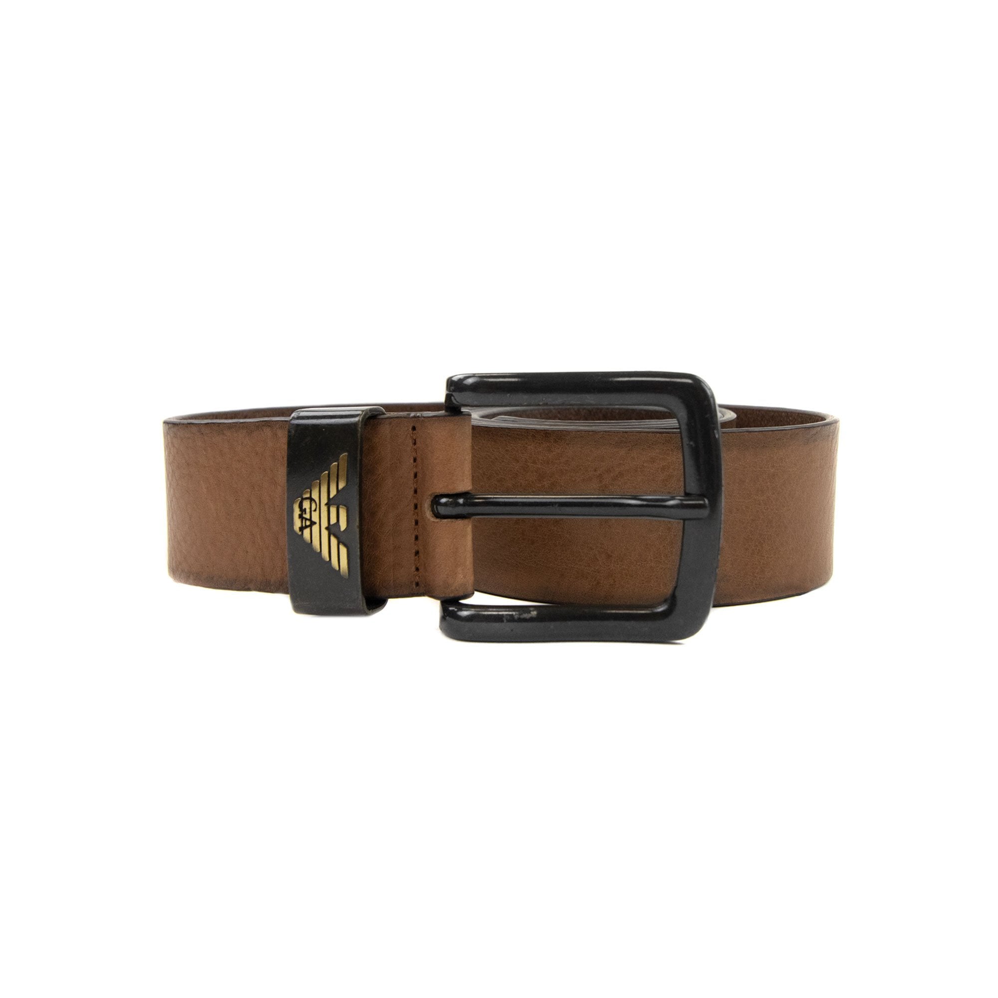Armani Jeans Ga Eagle Logo Leather Belt Cognac