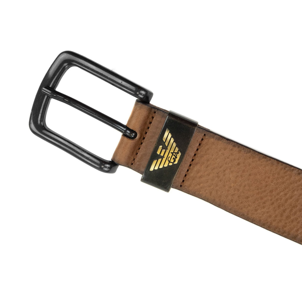 Armani Jeans Ga Eagle Logo Leather Belt Cognac