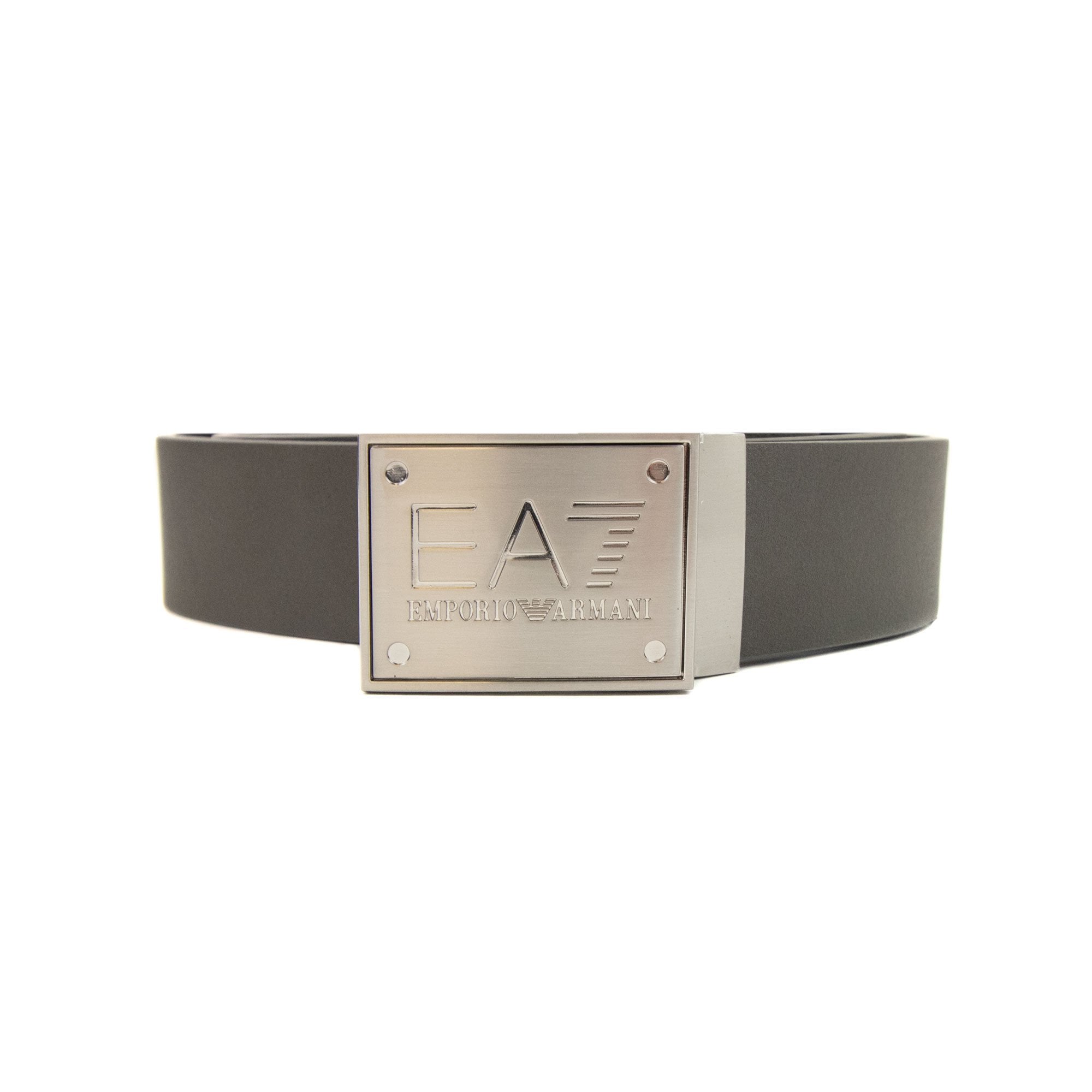 Ea7 Reversible Brushed Leather Belt Anthracite Black