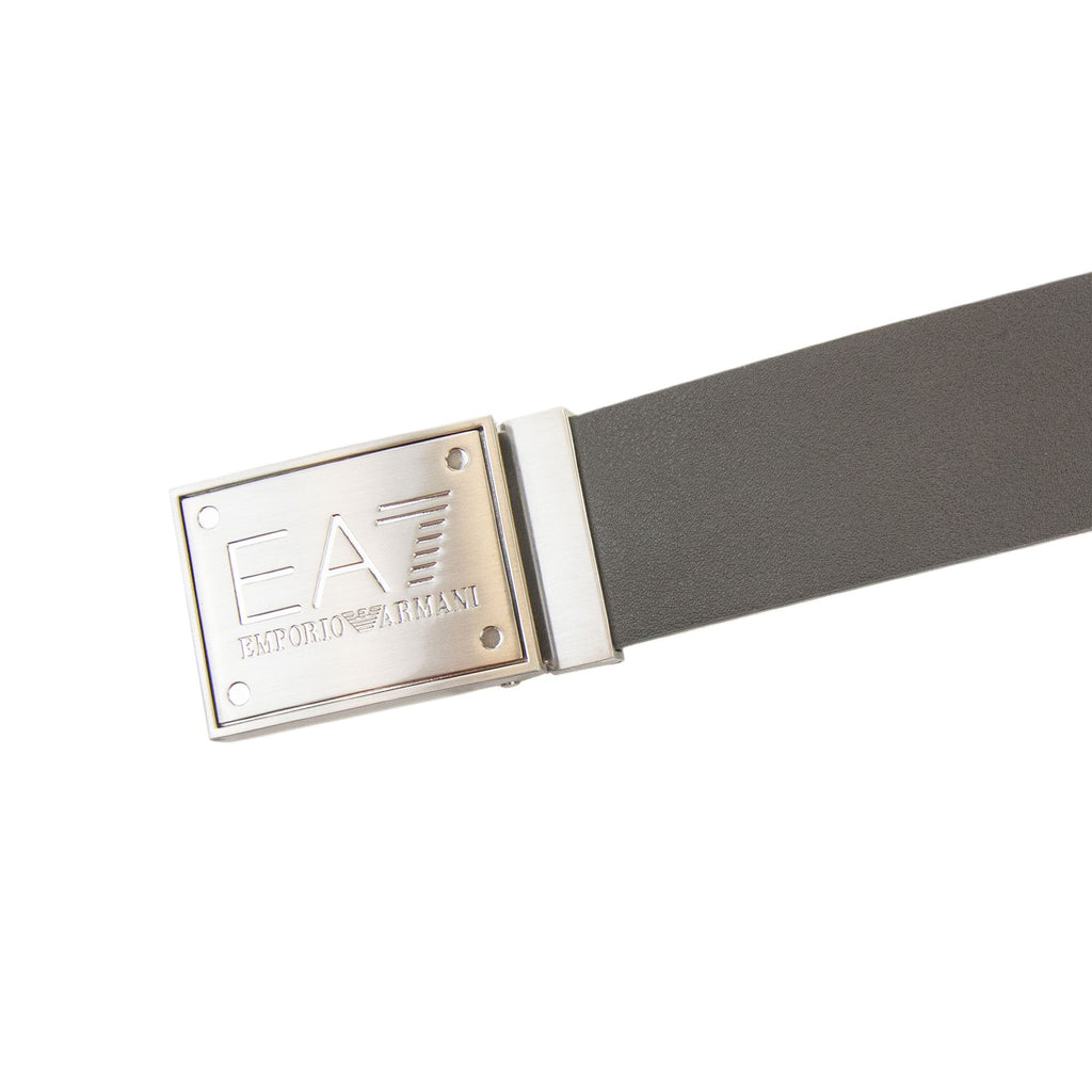Ea7 Reversible Brushed Leather Belt Anthracite Black