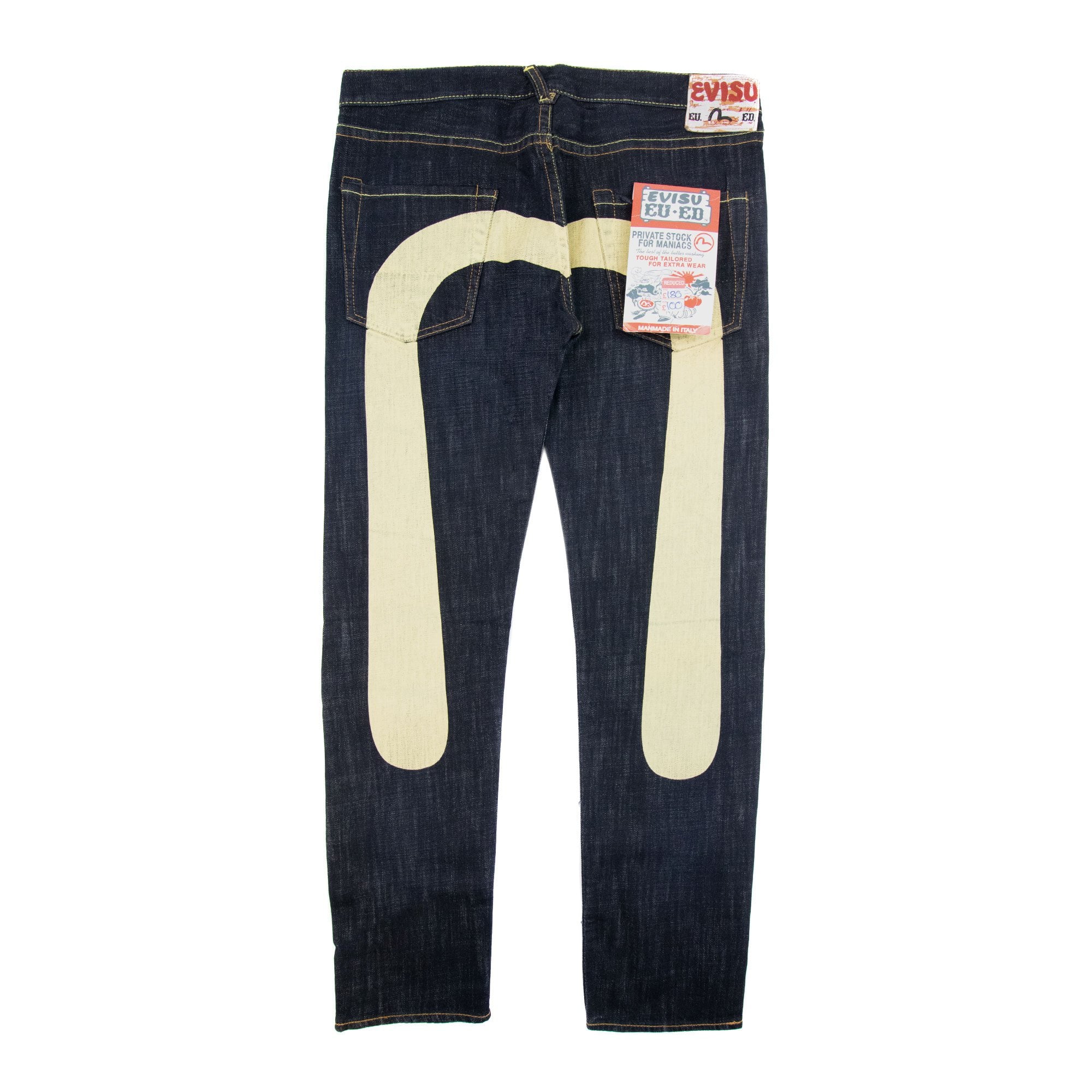 Evisu Ecru Brushstroke Daicock Slim Fit Jean Dark Navy