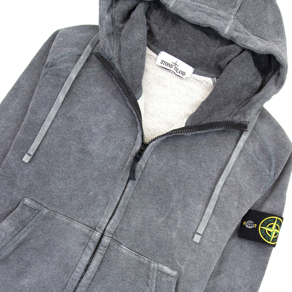 Stone Island 62190 Dust Zip Up Sweatshirt Dark Grey V2m35