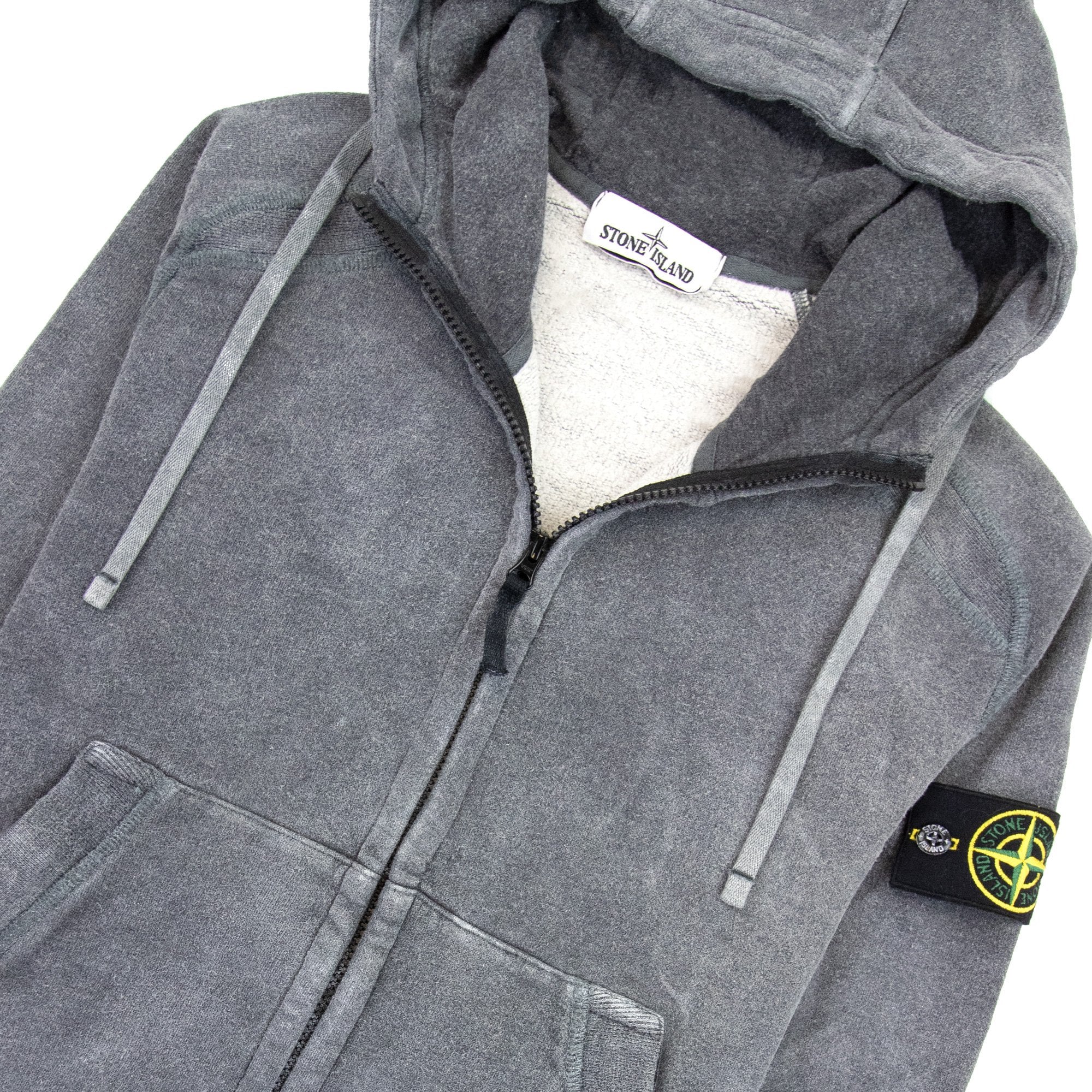 Stone Island 62190 Dust Zip Up Sweatshirt Dark Grey V2m35