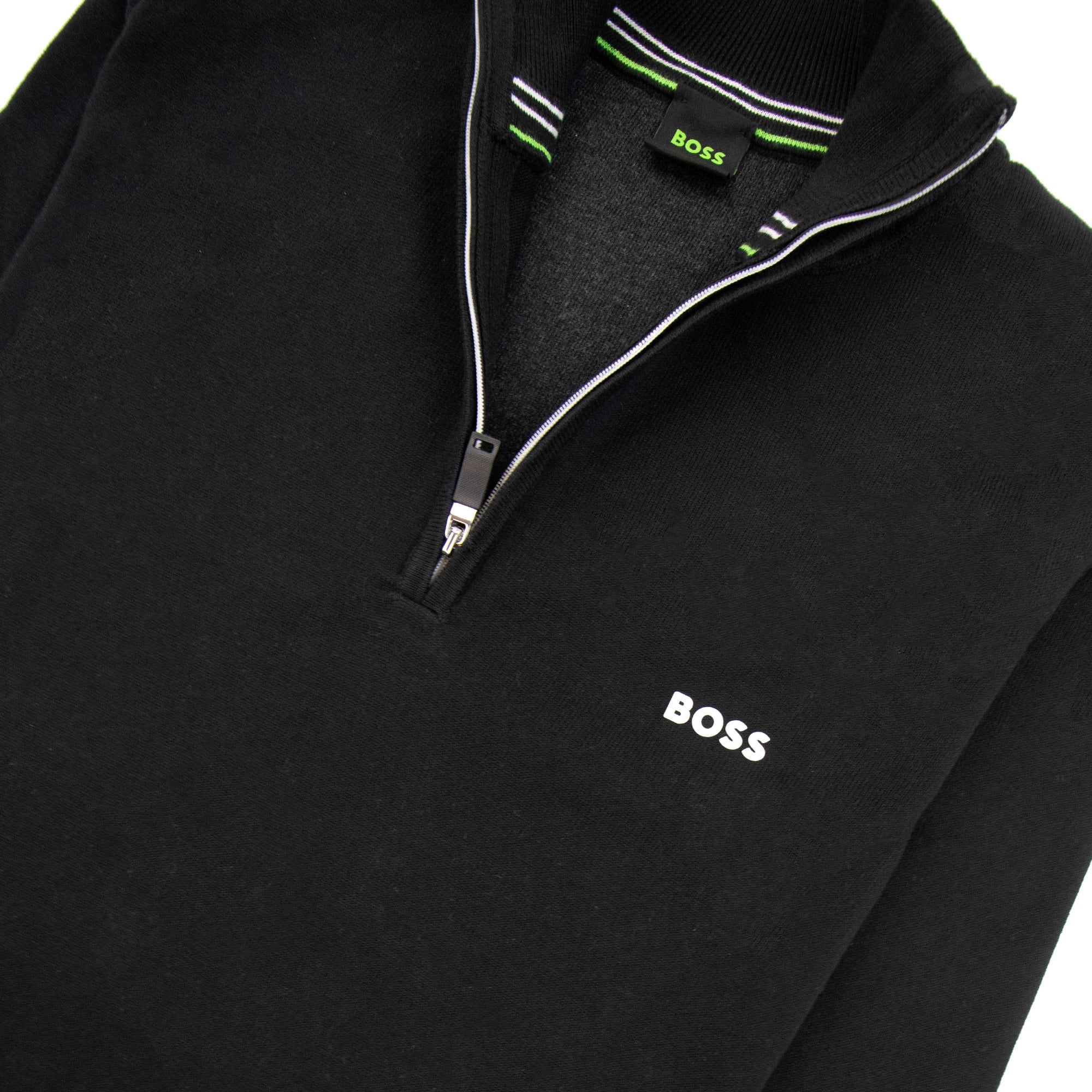 Hugo Boss Zallo Curved Logo Zip Sweater Black 001