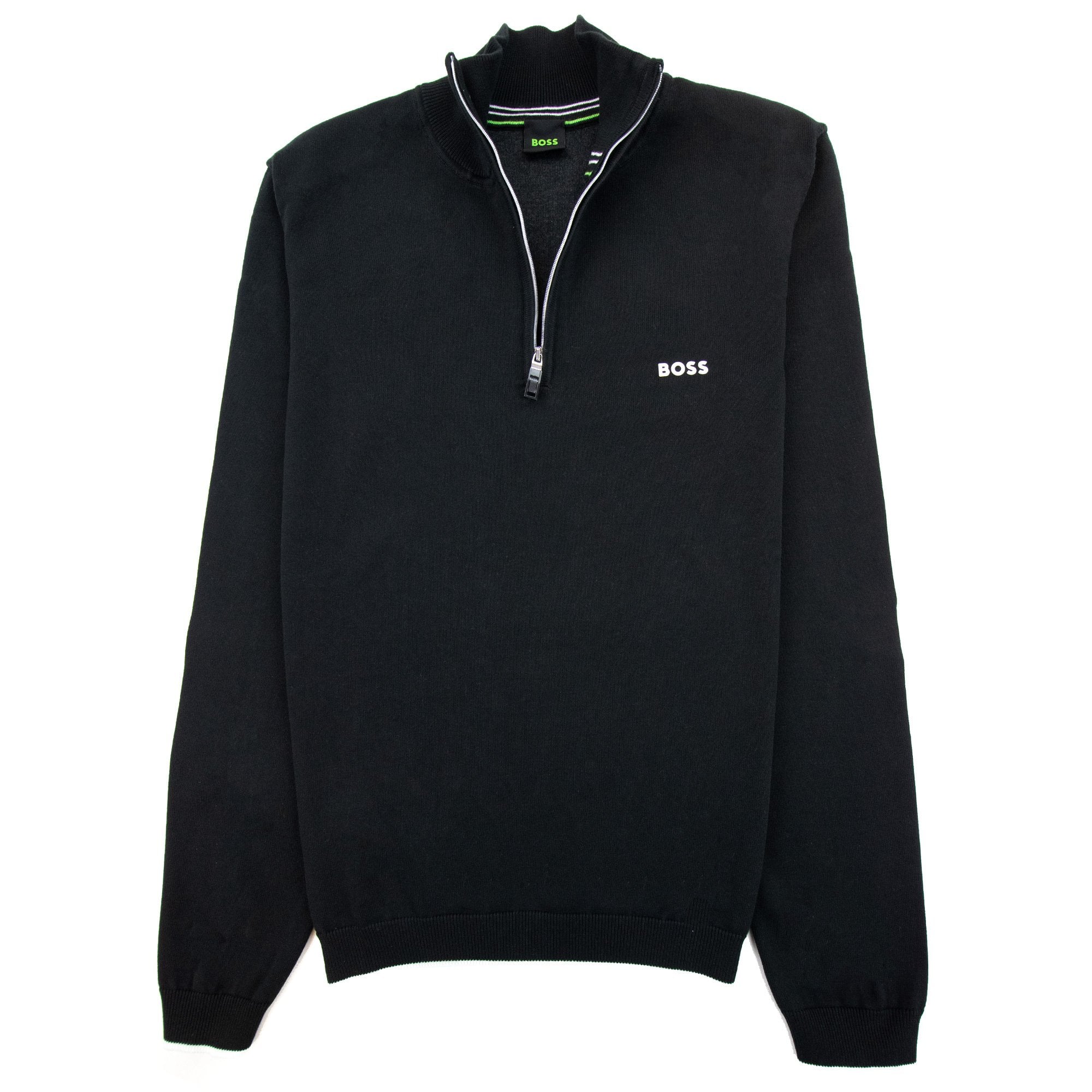 Hugo Boss Zallo Curved Logo Zip Sweater Black 001
