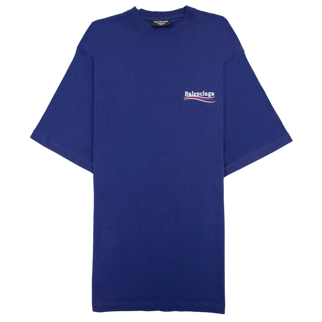 Balenciaga Political Campaign Embroidery T-shirt Blue 1195