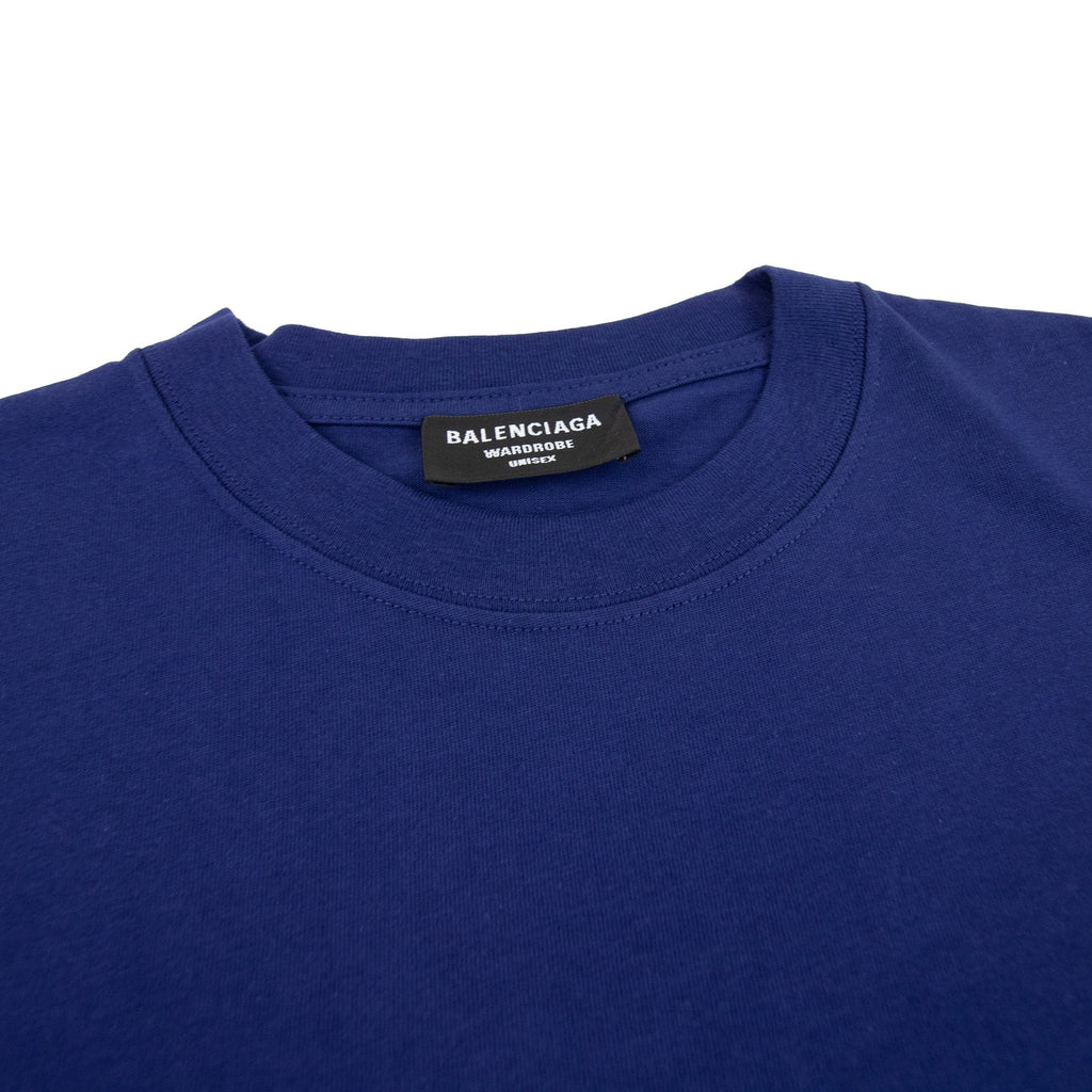 Balenciaga Political Campaign Embroidery T-shirt Blue 1195