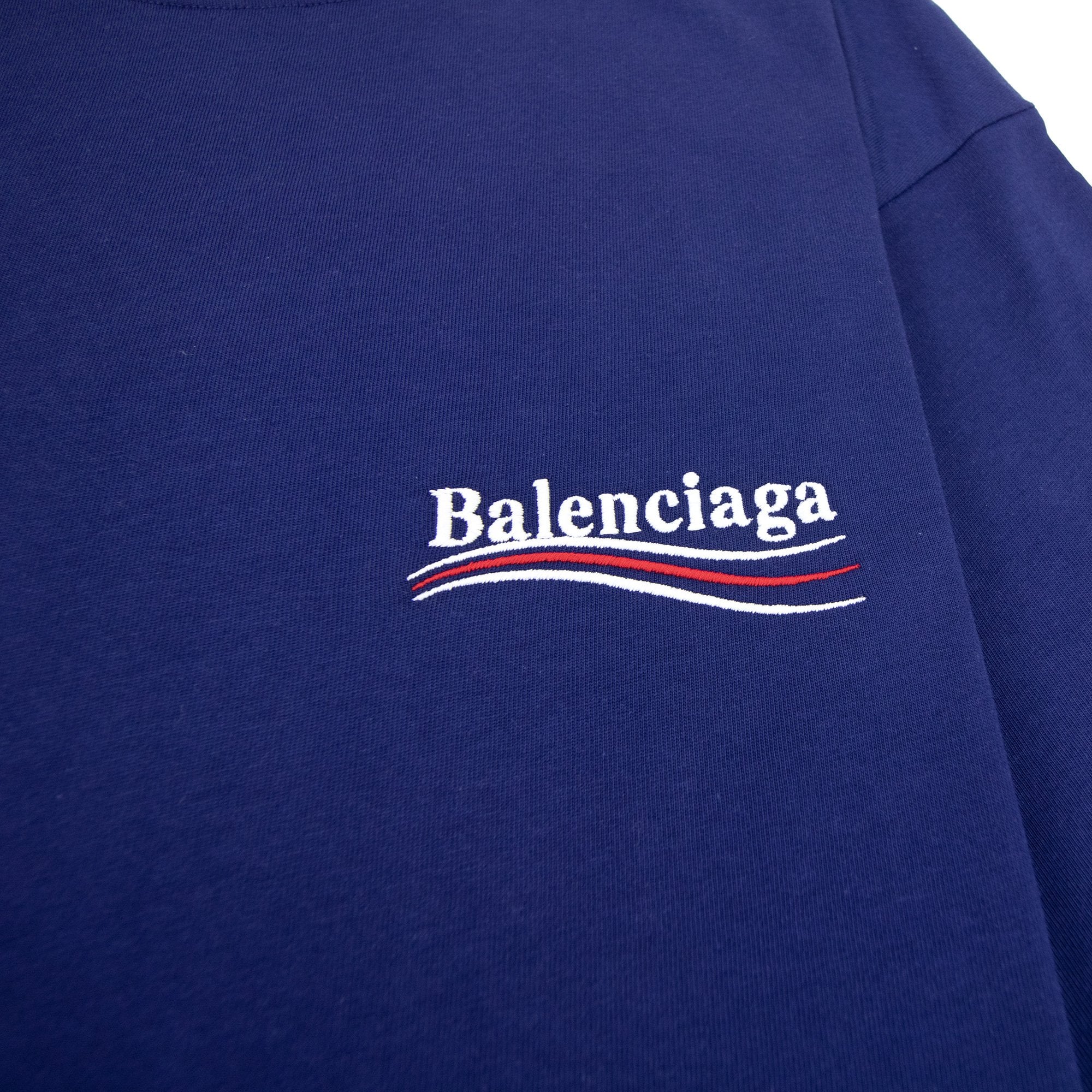 Balenciaga Political Campaign Embroidery T-shirt Blue 1195