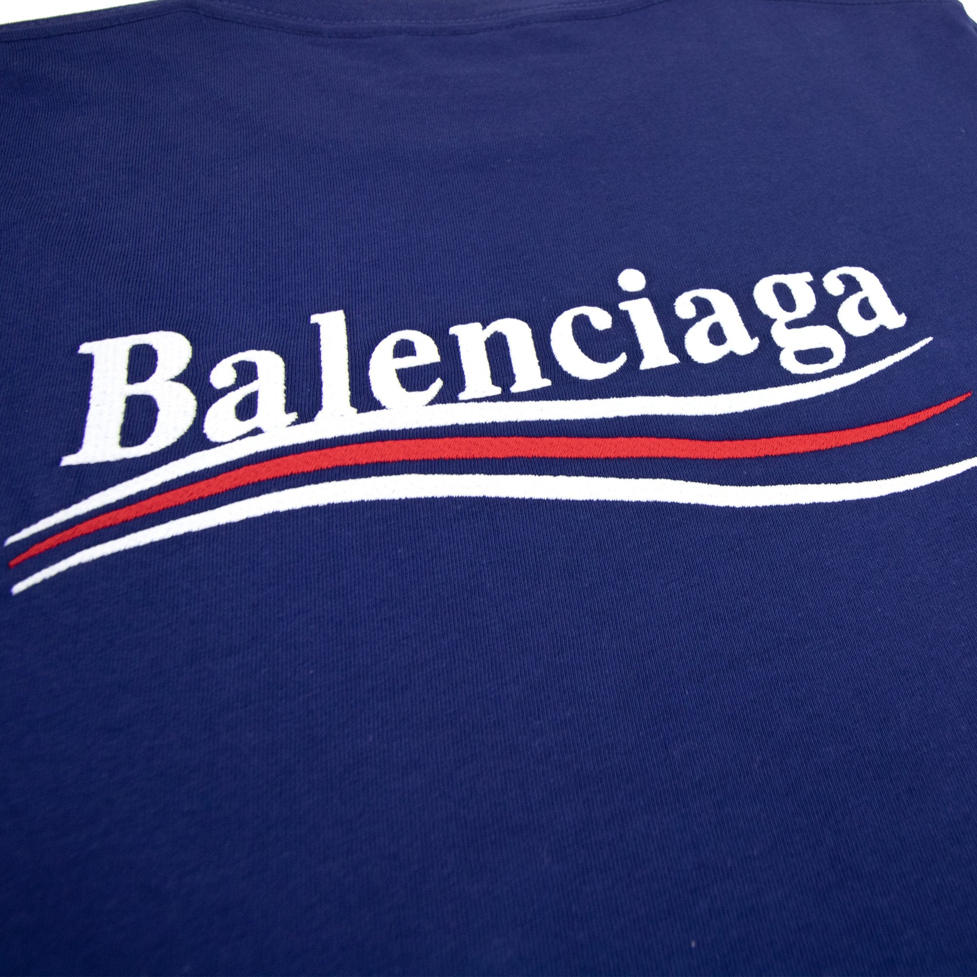 Balenciaga Political Campaign Embroidery T-shirt Blue 1195