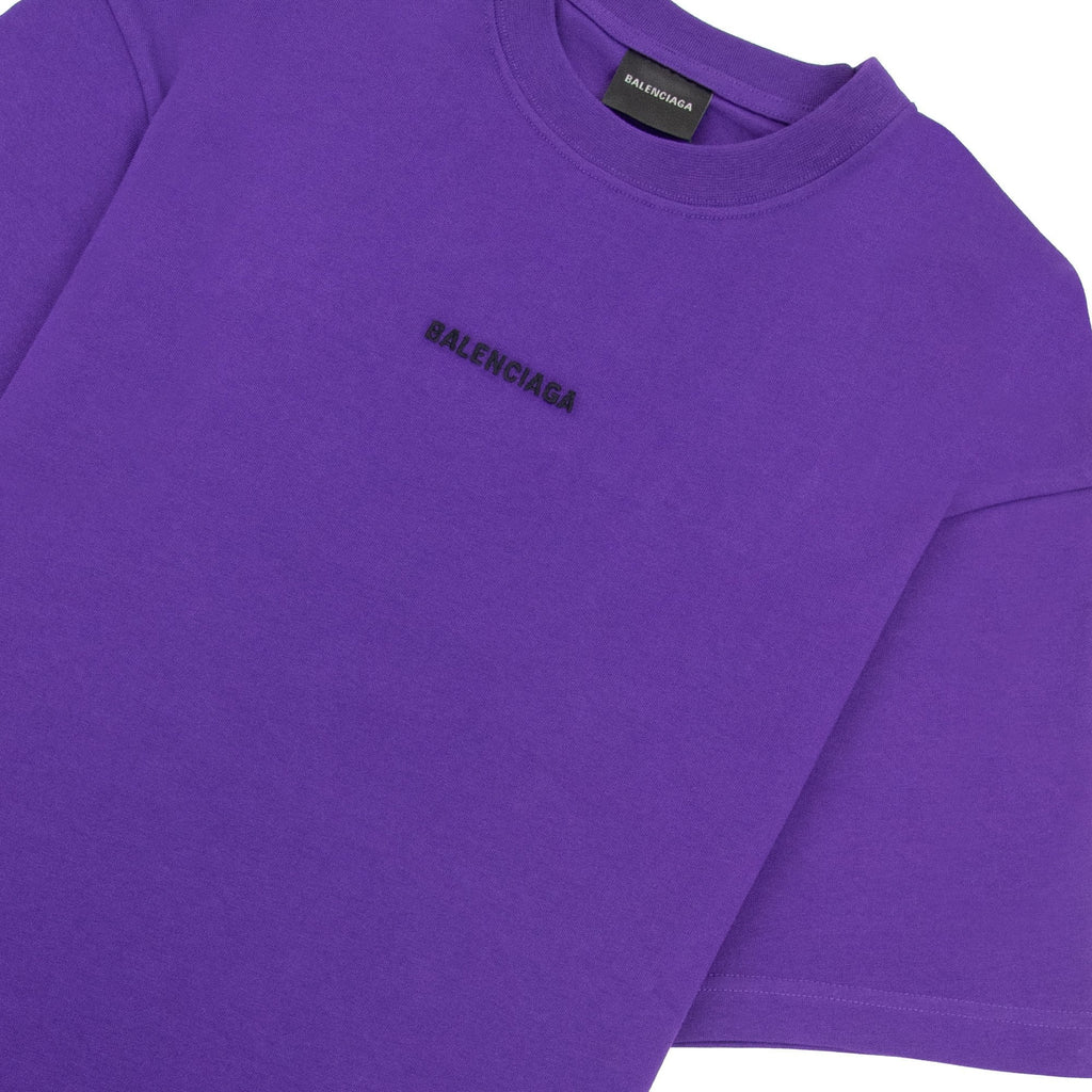 Balenciaga Embroidered Medium Fit Logo T Shirt Purple 5162