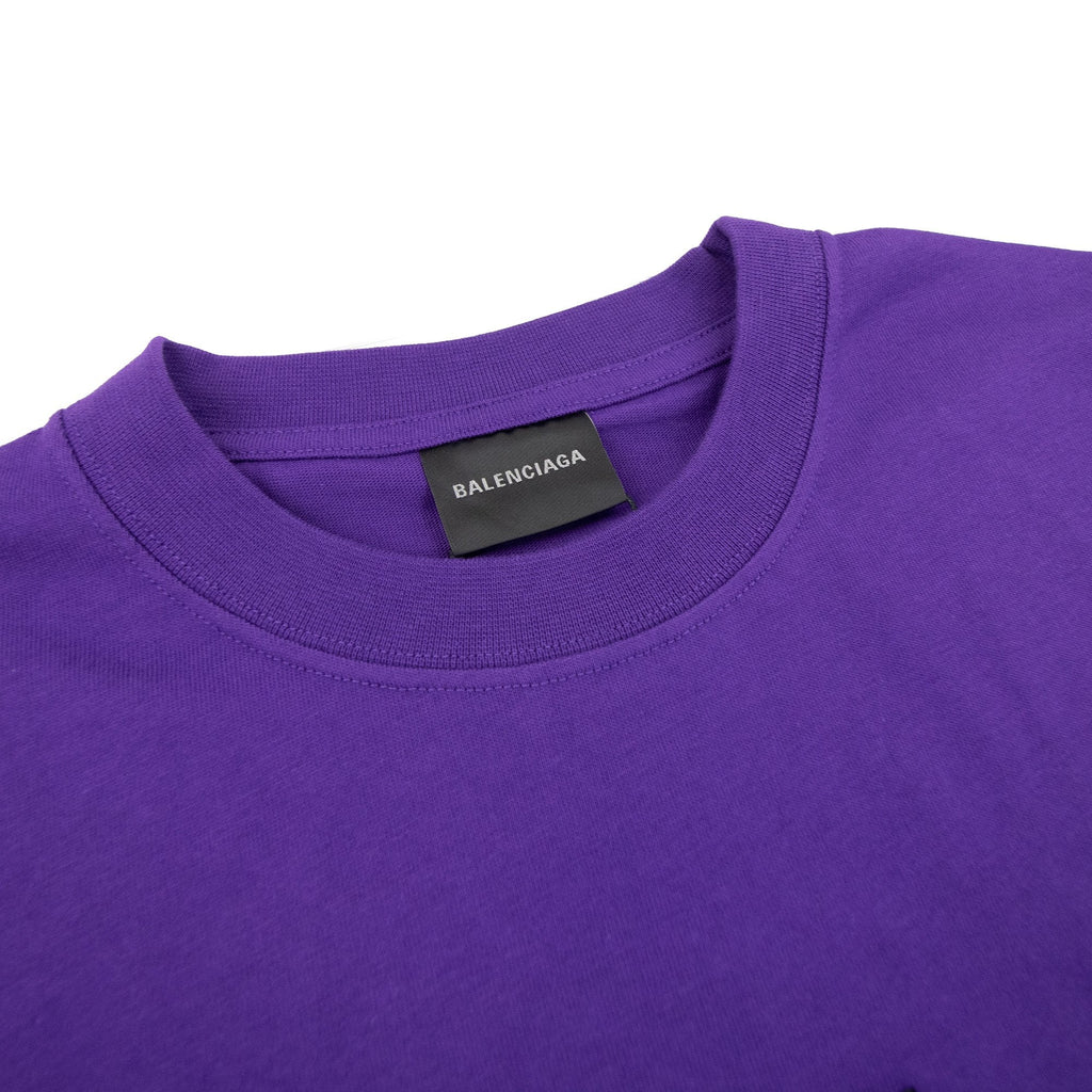 Balenciaga Embroidered Medium Fit Logo T Shirt Purple 5162