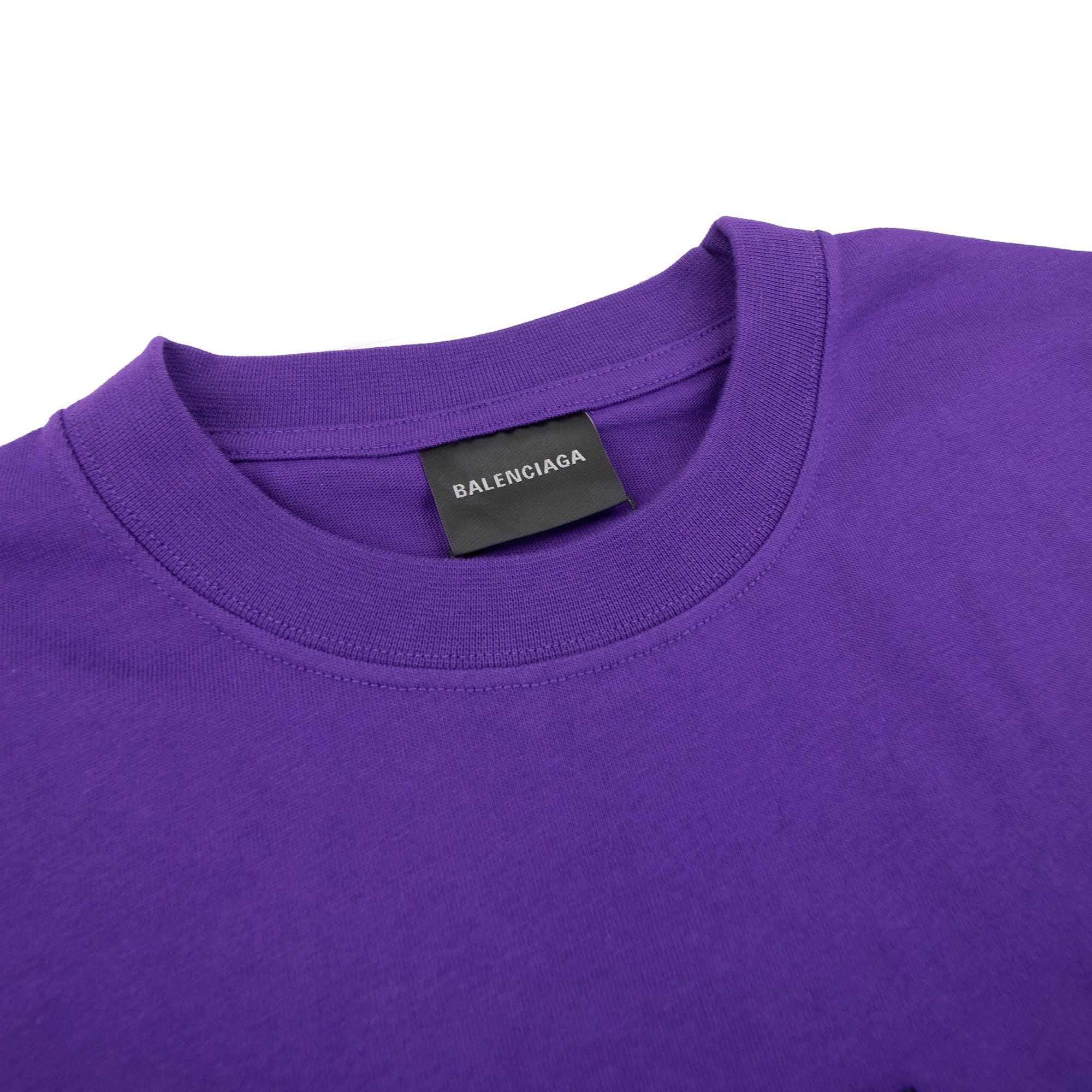 Balenciaga Embroidered Medium Fit Logo T Shirt Purple 5162