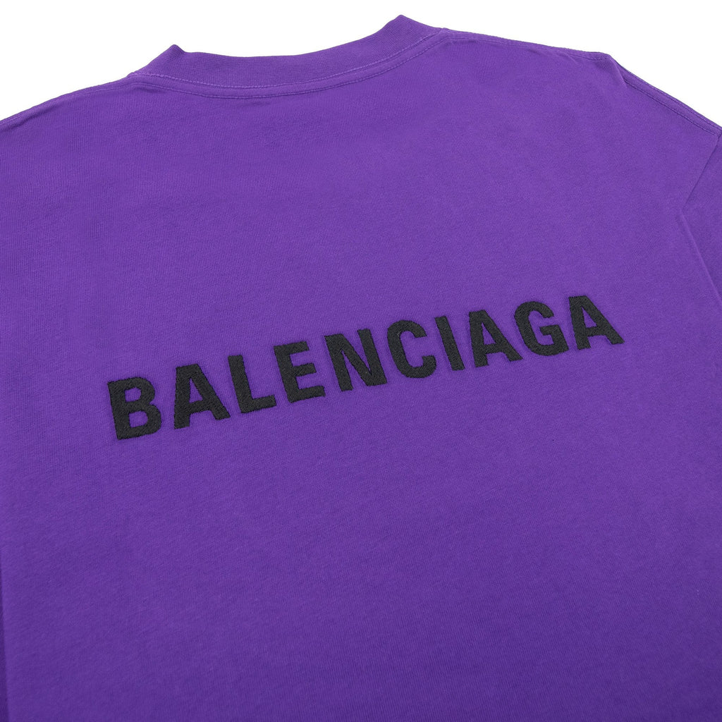 Balenciaga Embroidered Medium Fit Logo T Shirt Purple 5162