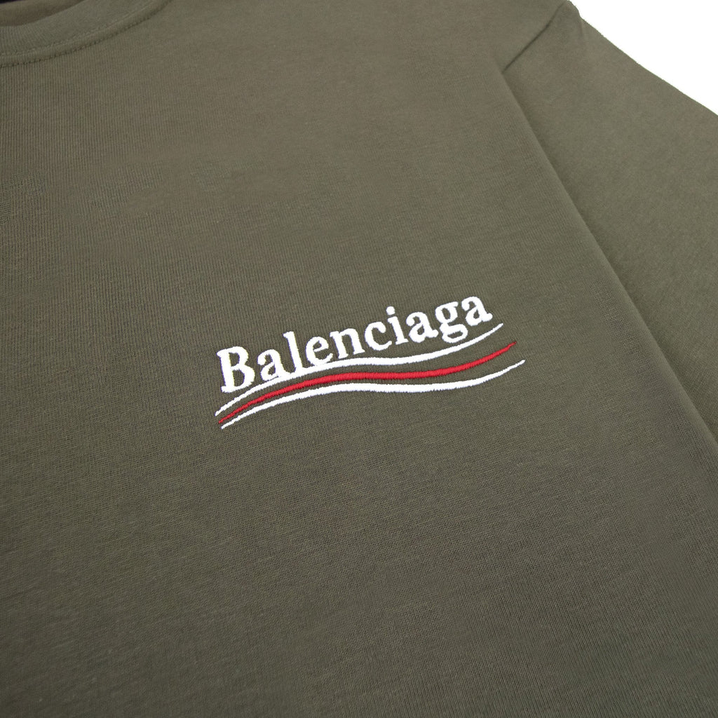 Balenciaga Political Campaign Embroidery T-shirt Khaki 2463