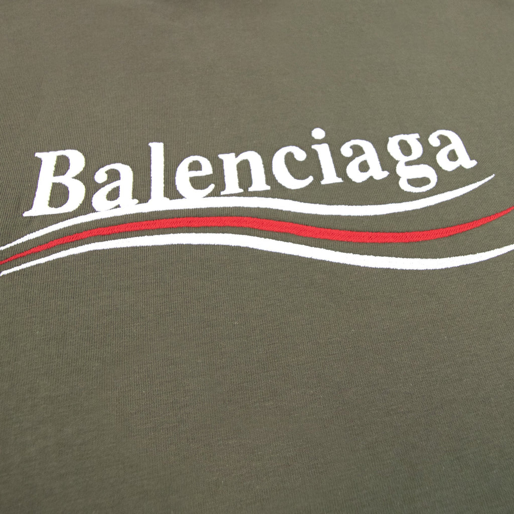 Balenciaga Political Campaign Embroidery T-shirt Khaki 2463