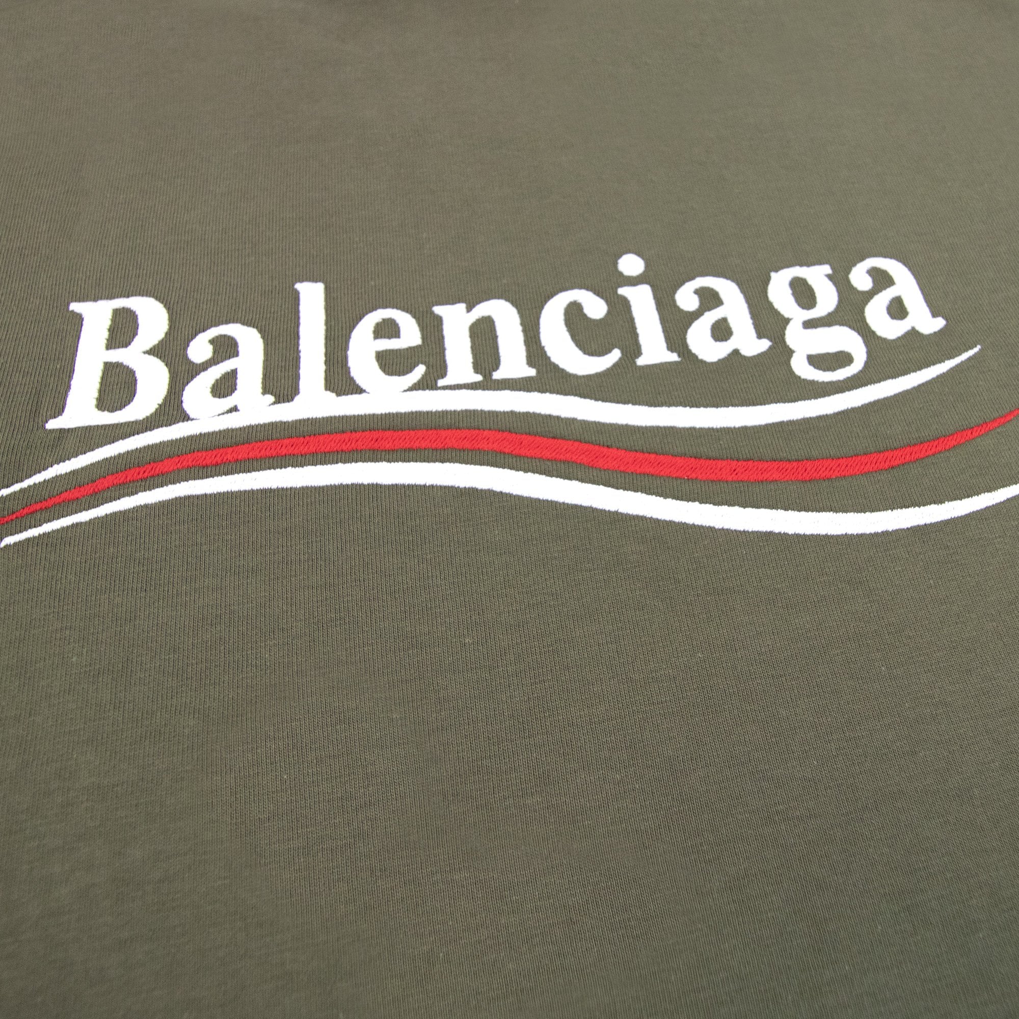 Balenciaga Political Campaign Embroidery T-shirt Khaki 2463
