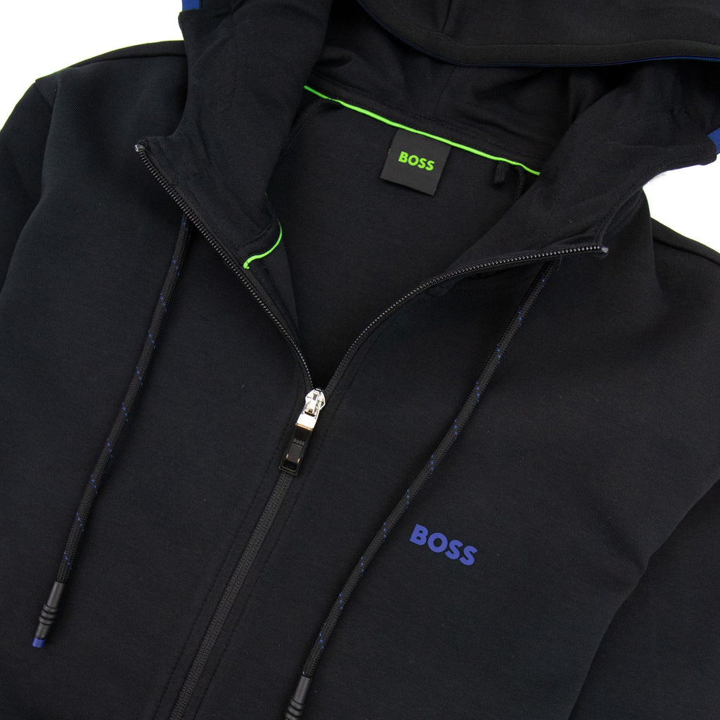 Hugo Boss Saggy 1 Embroidered Logo Zip Up Sweatshirt Black 001