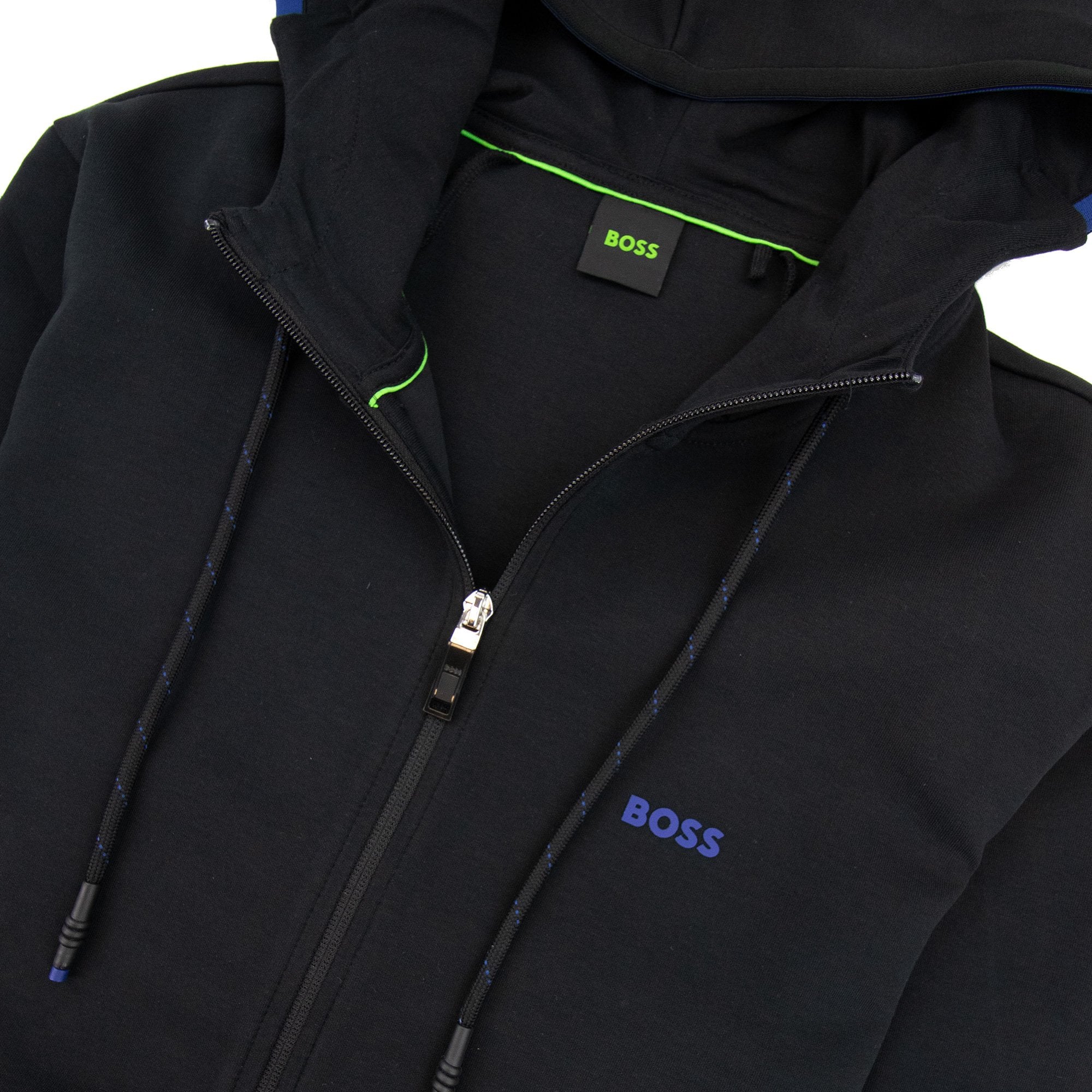 Hugo Boss Saggy 1 Embroidered Logo Zip Up Sweatshirt Black 001