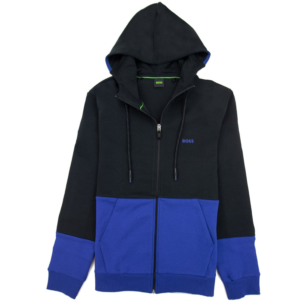 Hugo Boss Saggy 1 Embroidered Logo Zip Up Sweatshirt Black 001