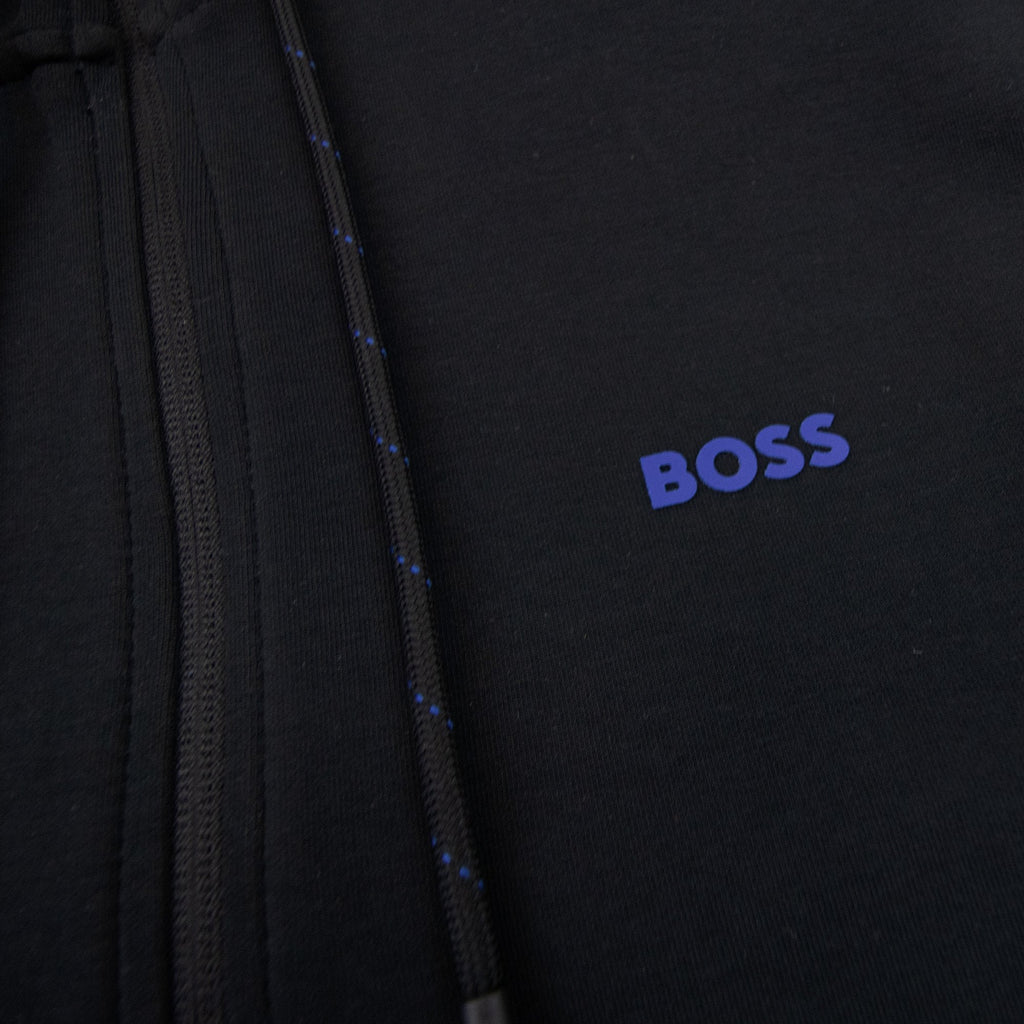 Hugo Boss Saggy 1 Embroidered Logo Zip Up Sweatshirt Black 001