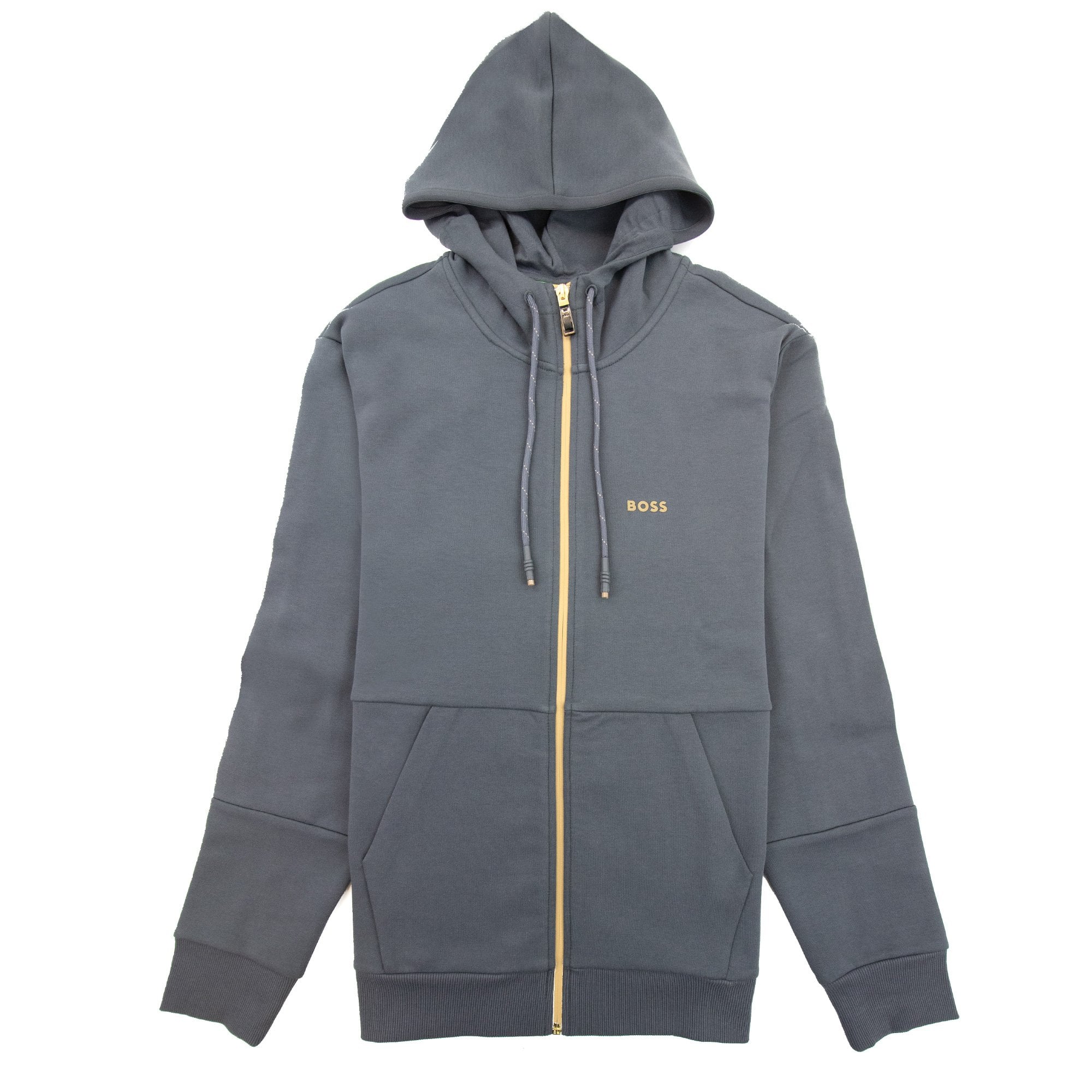 Hugo Boss Saggy 1 Embroidered Logo Zip Up Sweatshirt Dark Grey 027