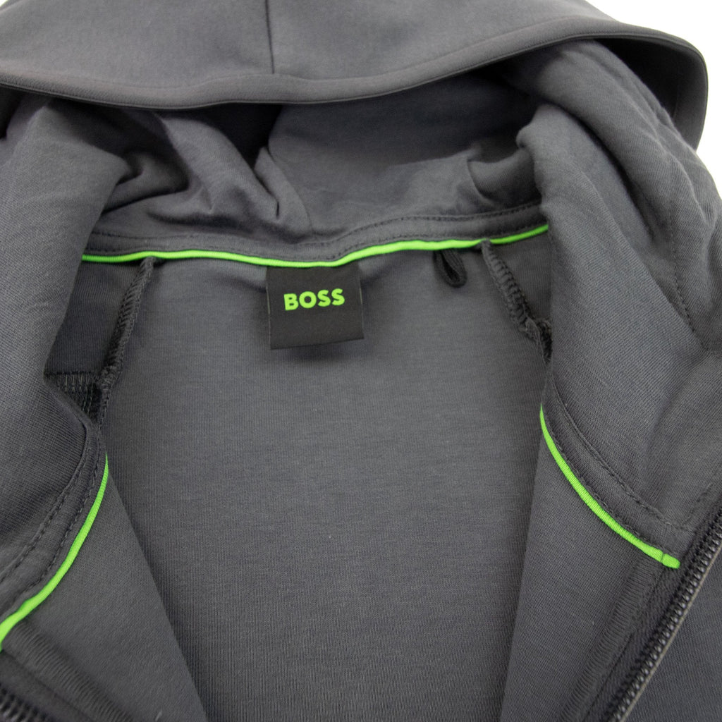 Hugo Boss Saggy 1 Embroidered Logo Zip Up Sweatshirt Dark Grey 027