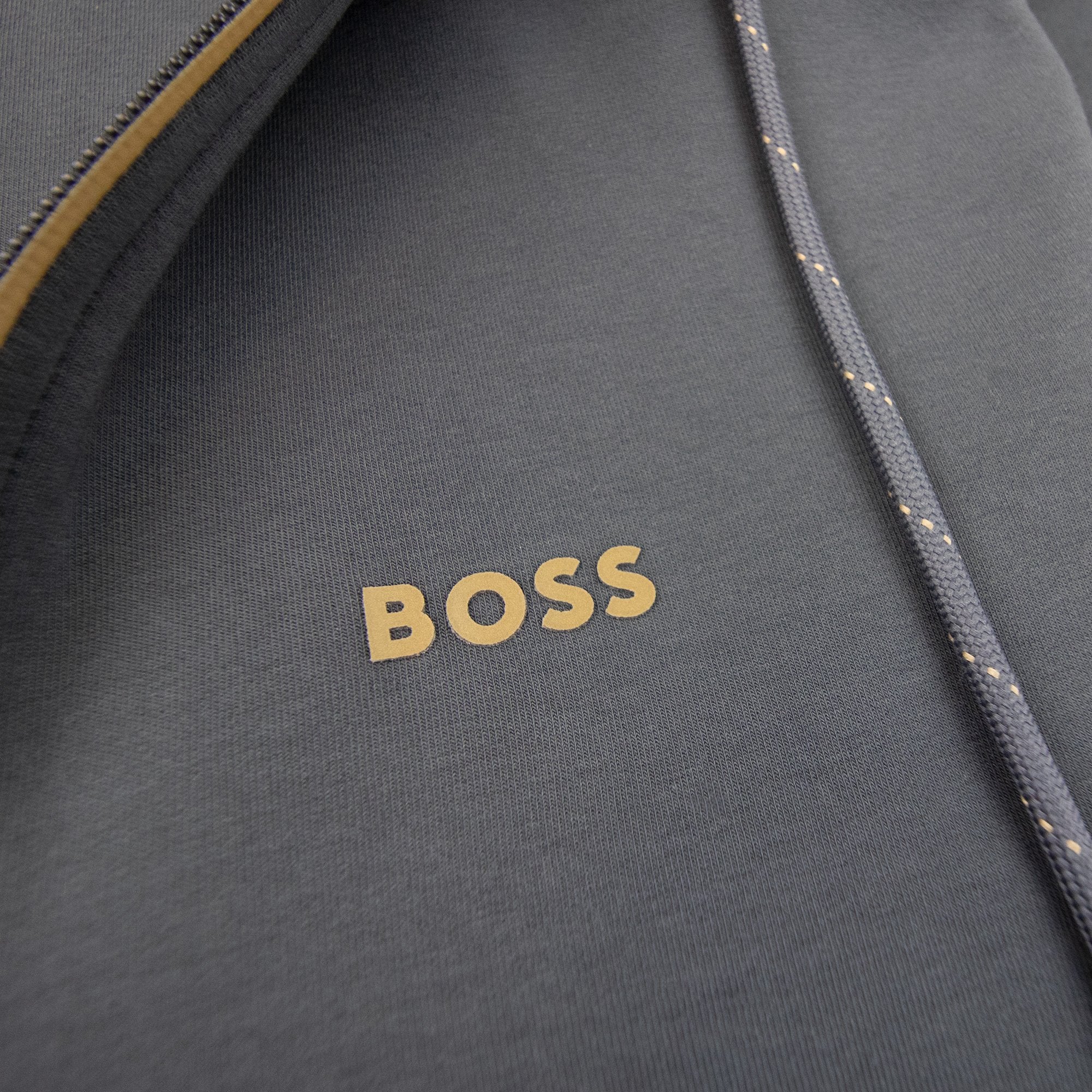 Hugo Boss Saggy 1 Embroidered Logo Zip Up Sweatshirt Dark Grey 027