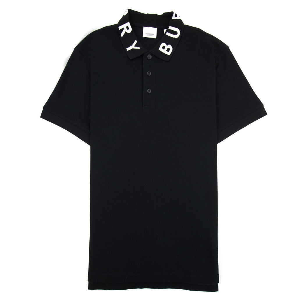 Burberry Ryland Block Collar Writing Polo Black