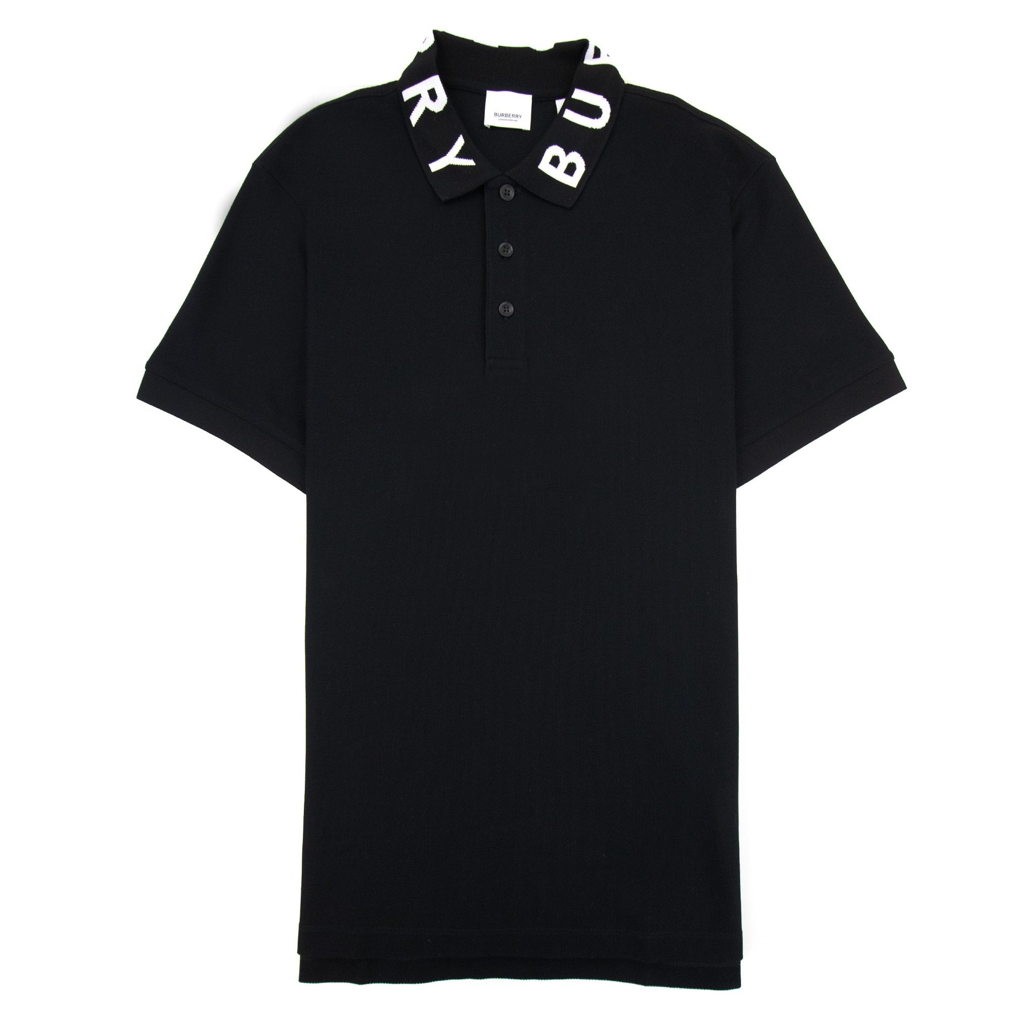 Burberry Ryland Block Collar Writing Polo Black
