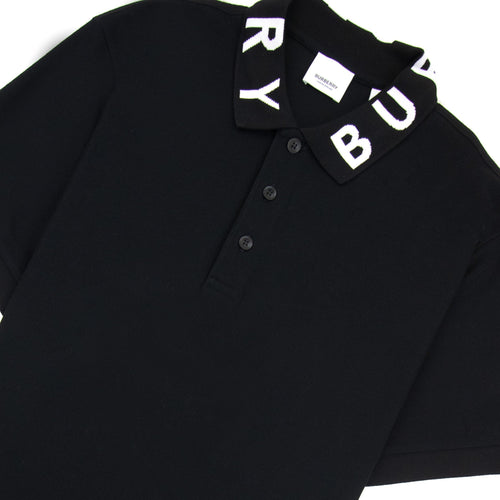 Burberry Ryland Block Collar Writing Polo Black