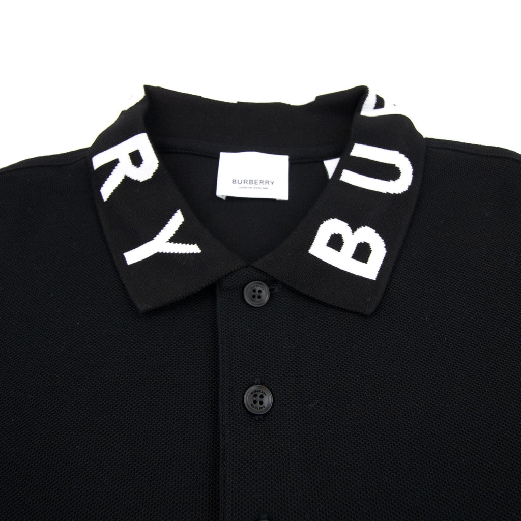 Burberry Ryland Block Collar Writing Polo Black