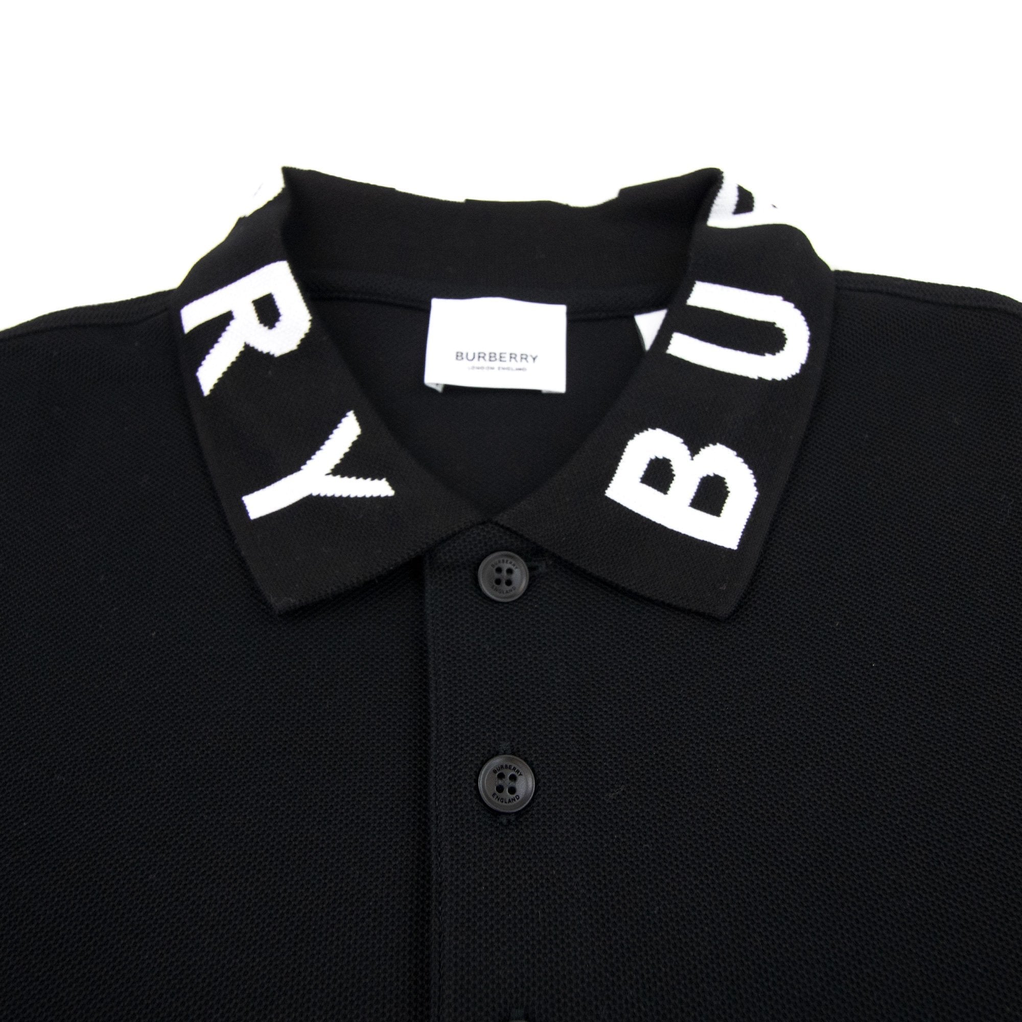 Burberry Ryland Block Collar Writing Polo Black