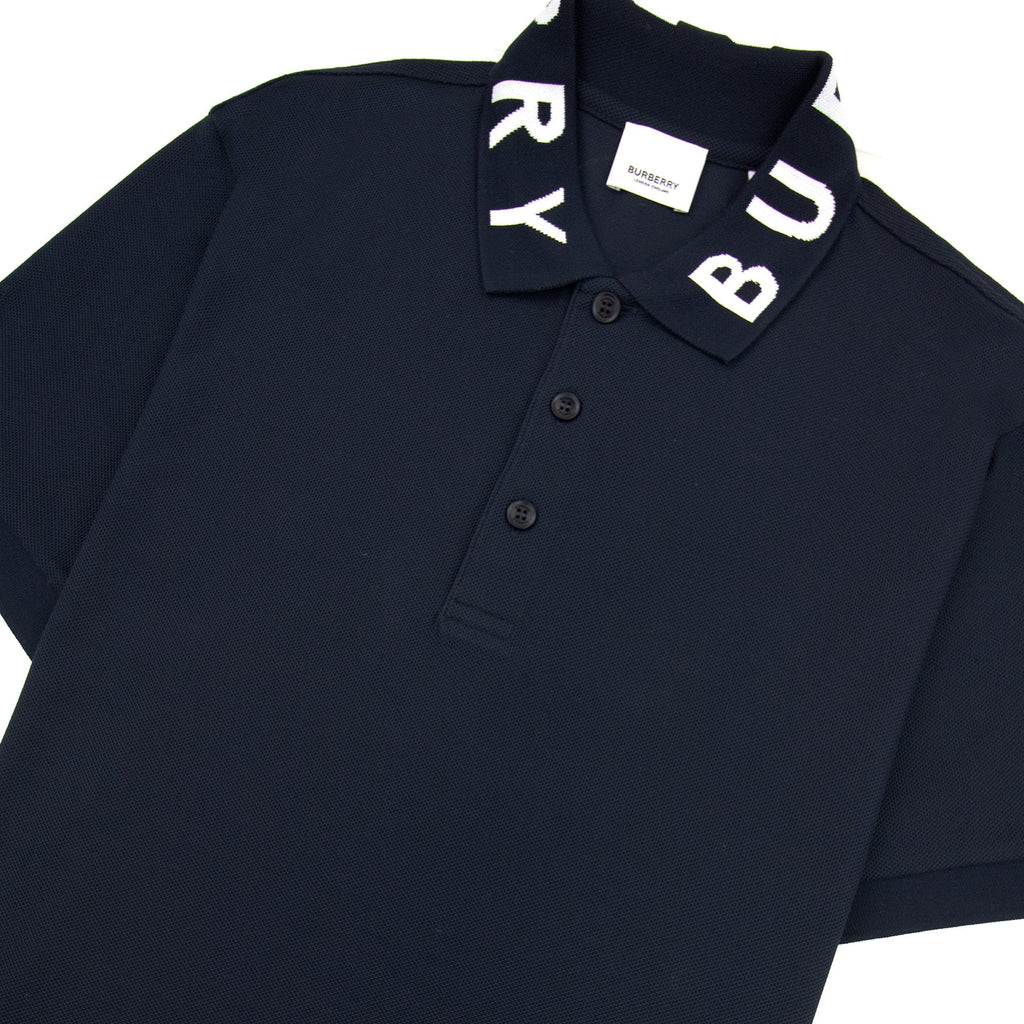 Burberry Ryland Block Collar Writing Polo Navy