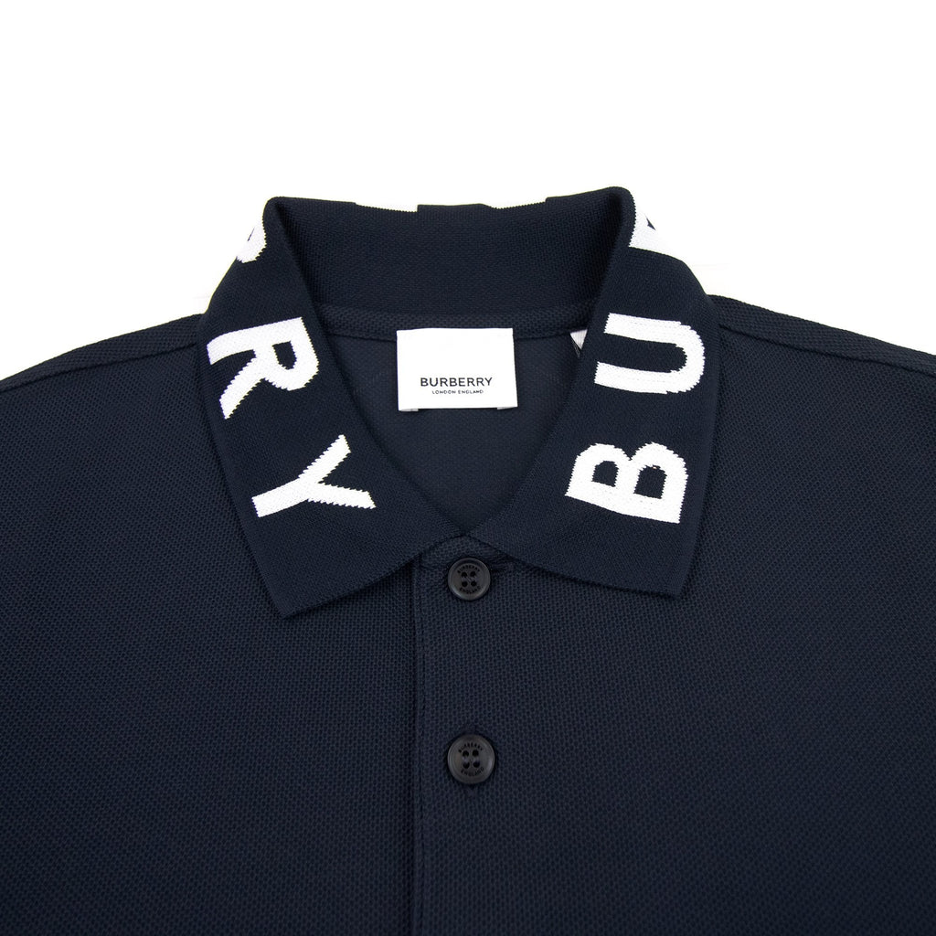 Burberry Ryland Block Collar Writing Polo Navy