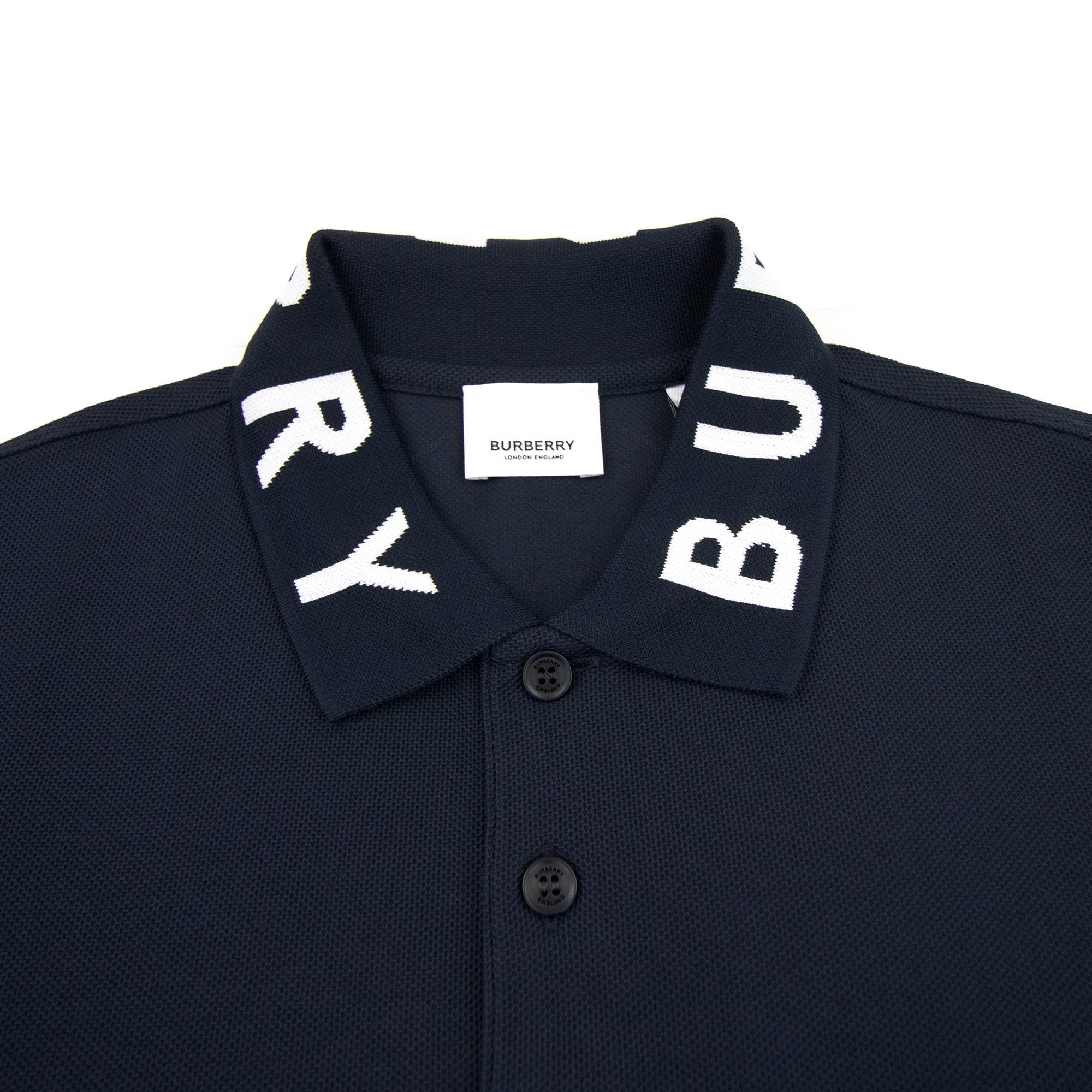 Burberry Ryland Block Collar Writing Polo Navy