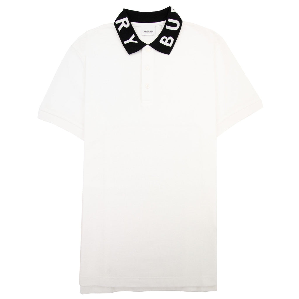 Burberry Ryland Block Collar Writing Polo White