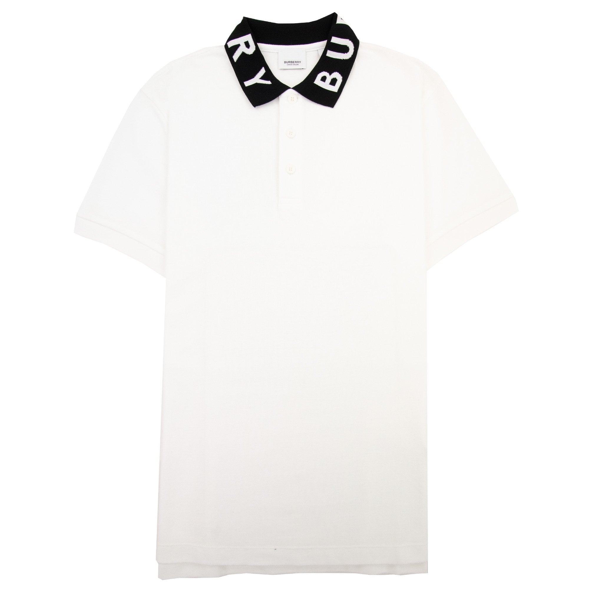 Burberry Ryland Block Collar Writing Polo White