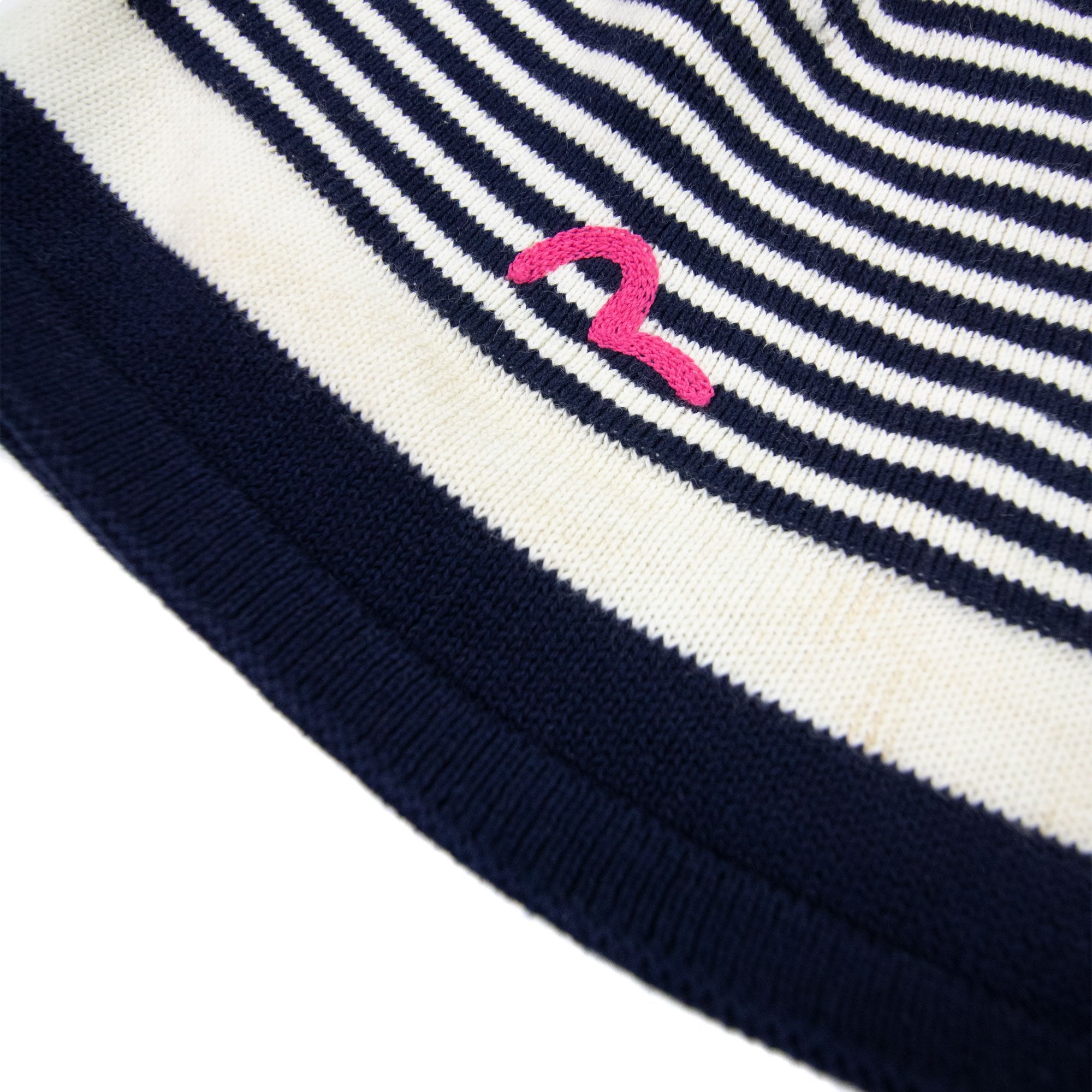 Evisu Donna Knitted Stripy Beanie Hat Navy/white