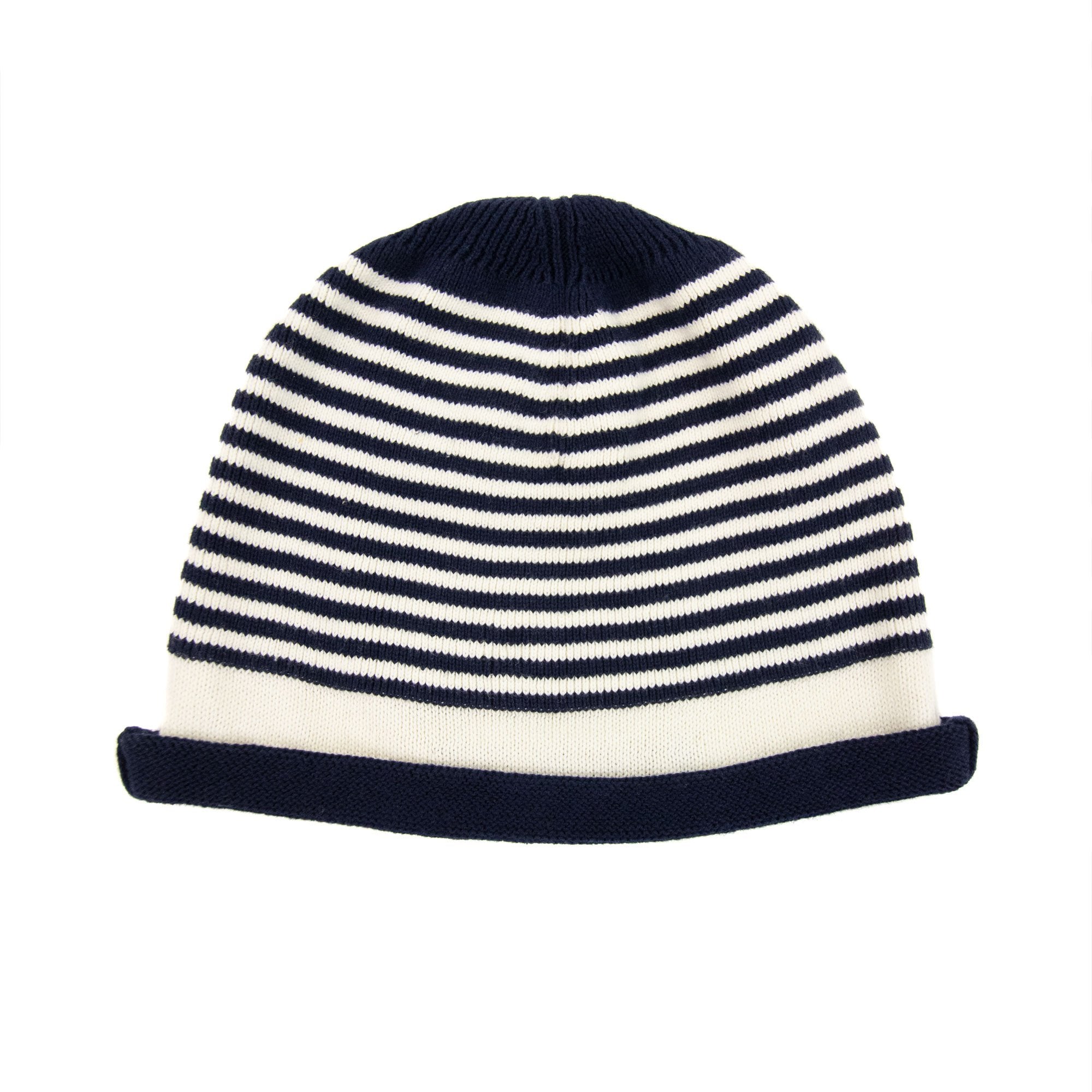 Evisu Donna Knitted Stripy Beanie Hat Navy/white