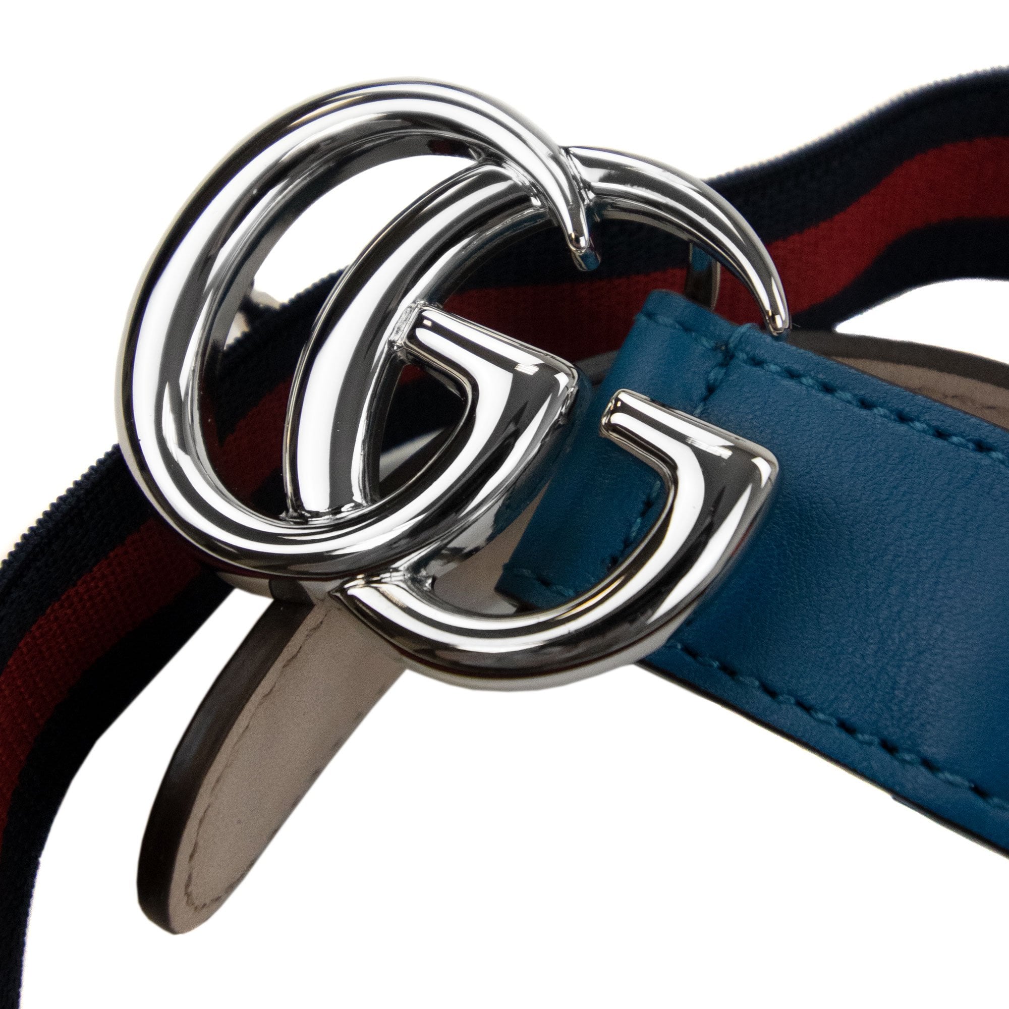 Gucci Junior Gg Web Logo Belt Turquoise/red