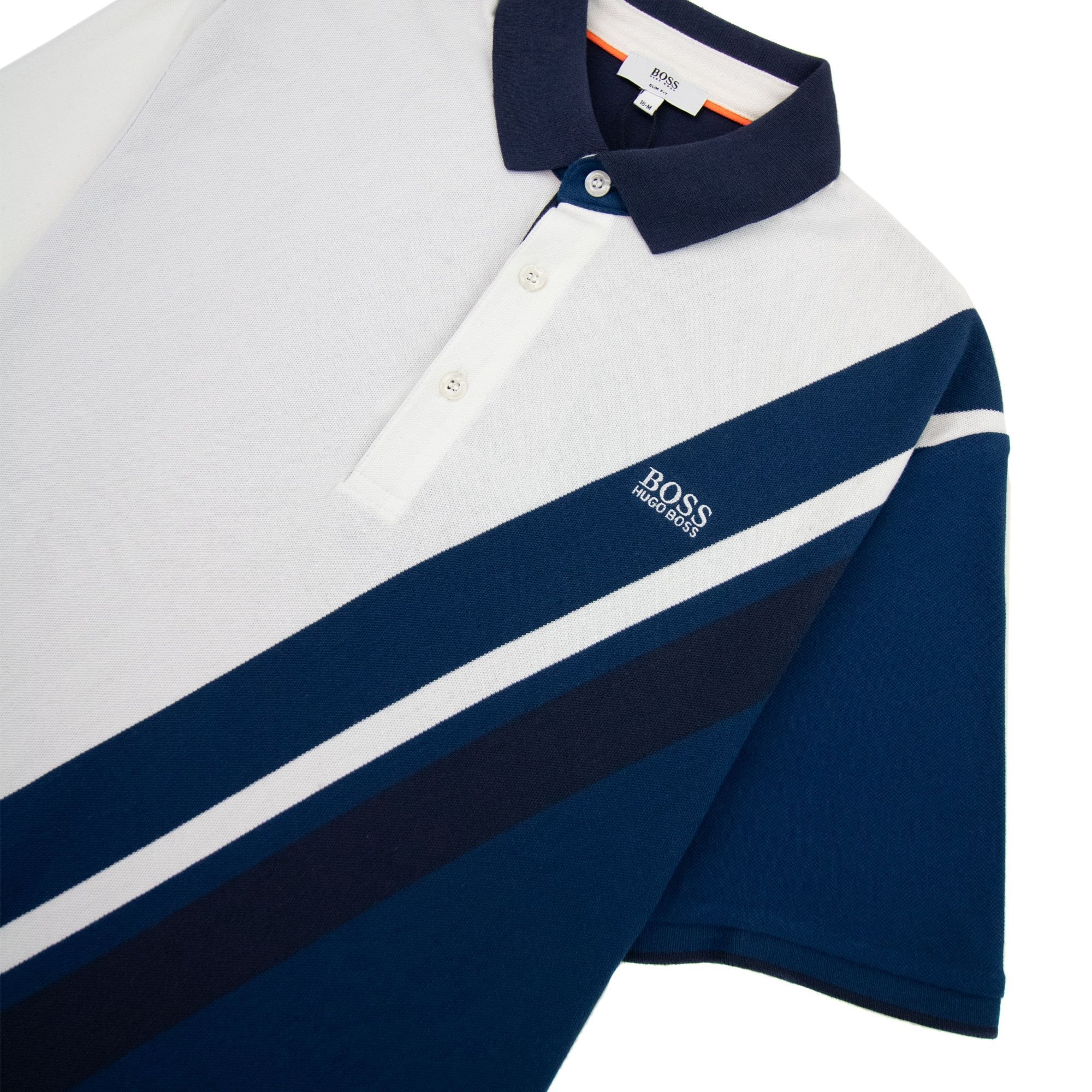 Hugo Boss Kids' Basic Logo S/s Polo White/blue