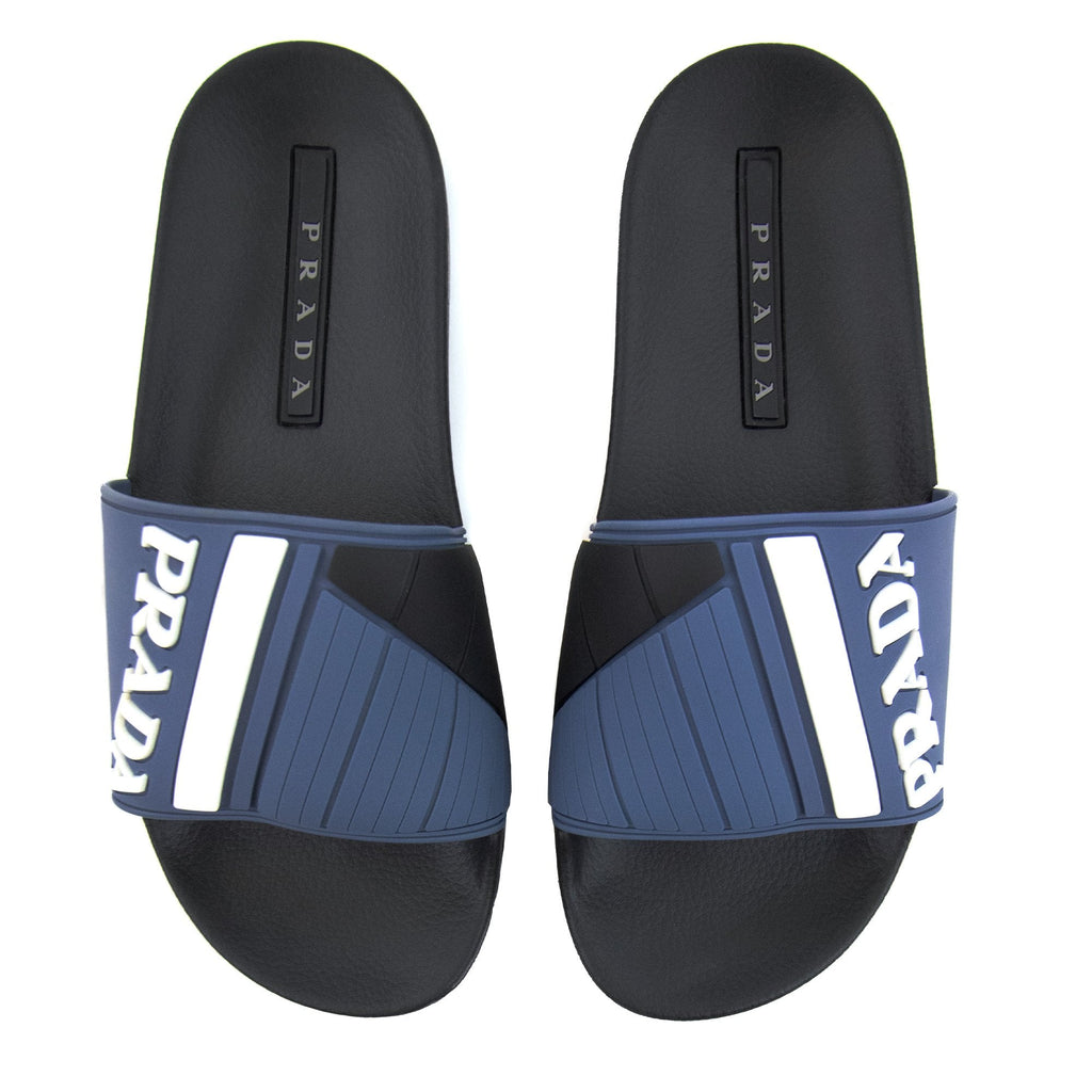 Prada Rubber Slider Blue Avio