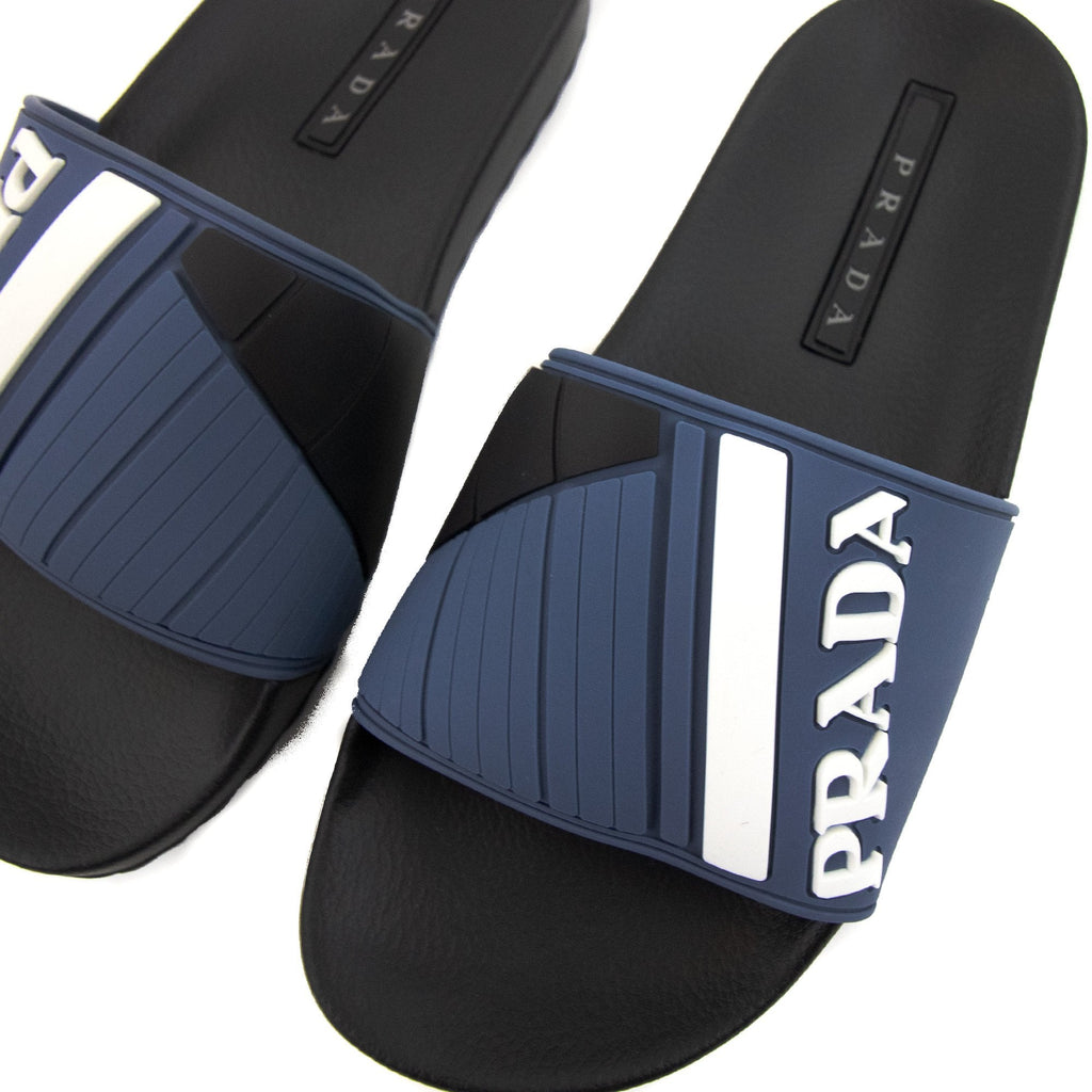 Prada Rubber Slider Blue Avio