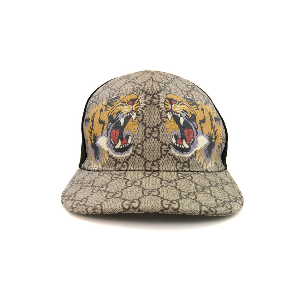 Gucci Tiger Mesh Monogram Cap Beige