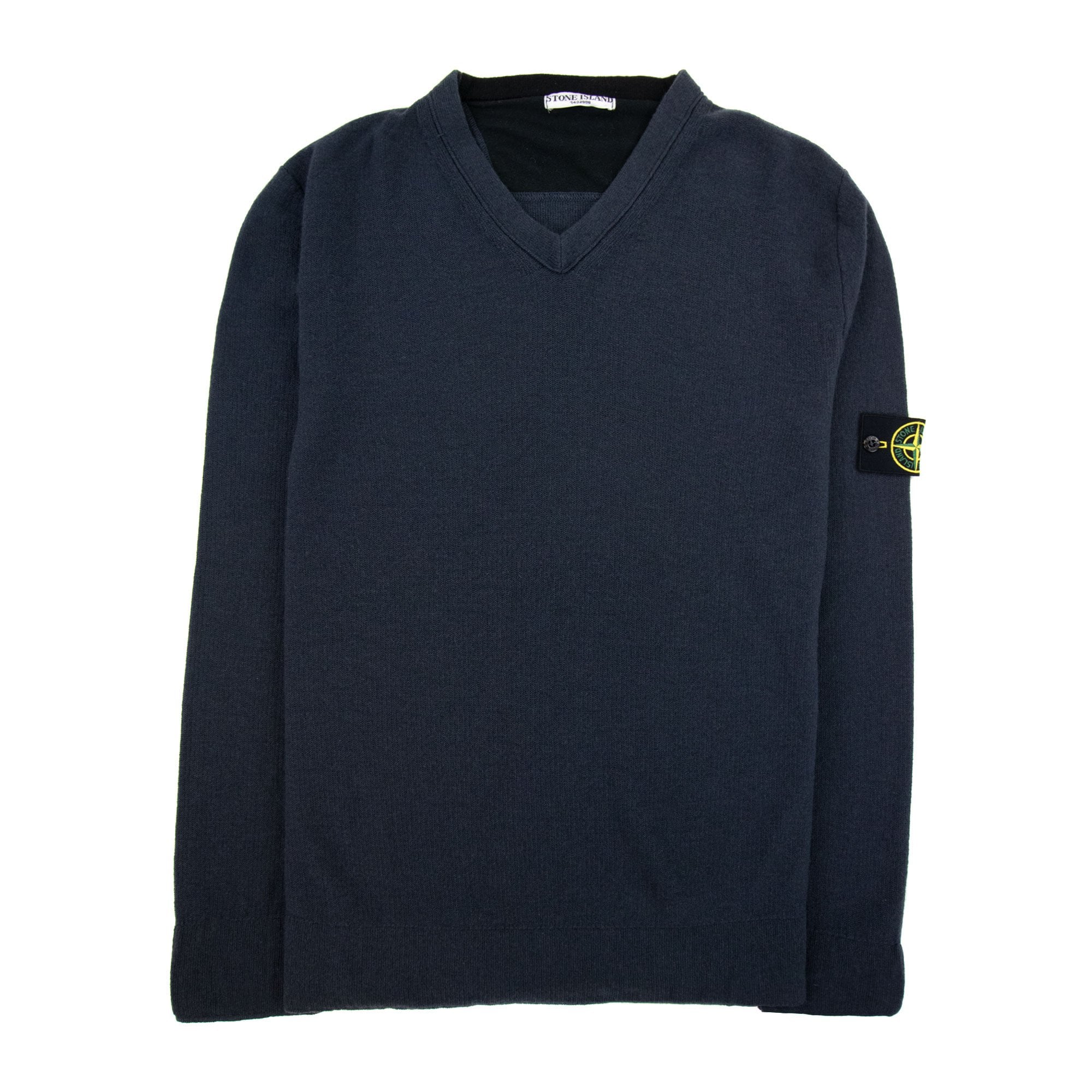 Stone Island 559a1 V Neck Knitted Jumper Navy Blue V0024