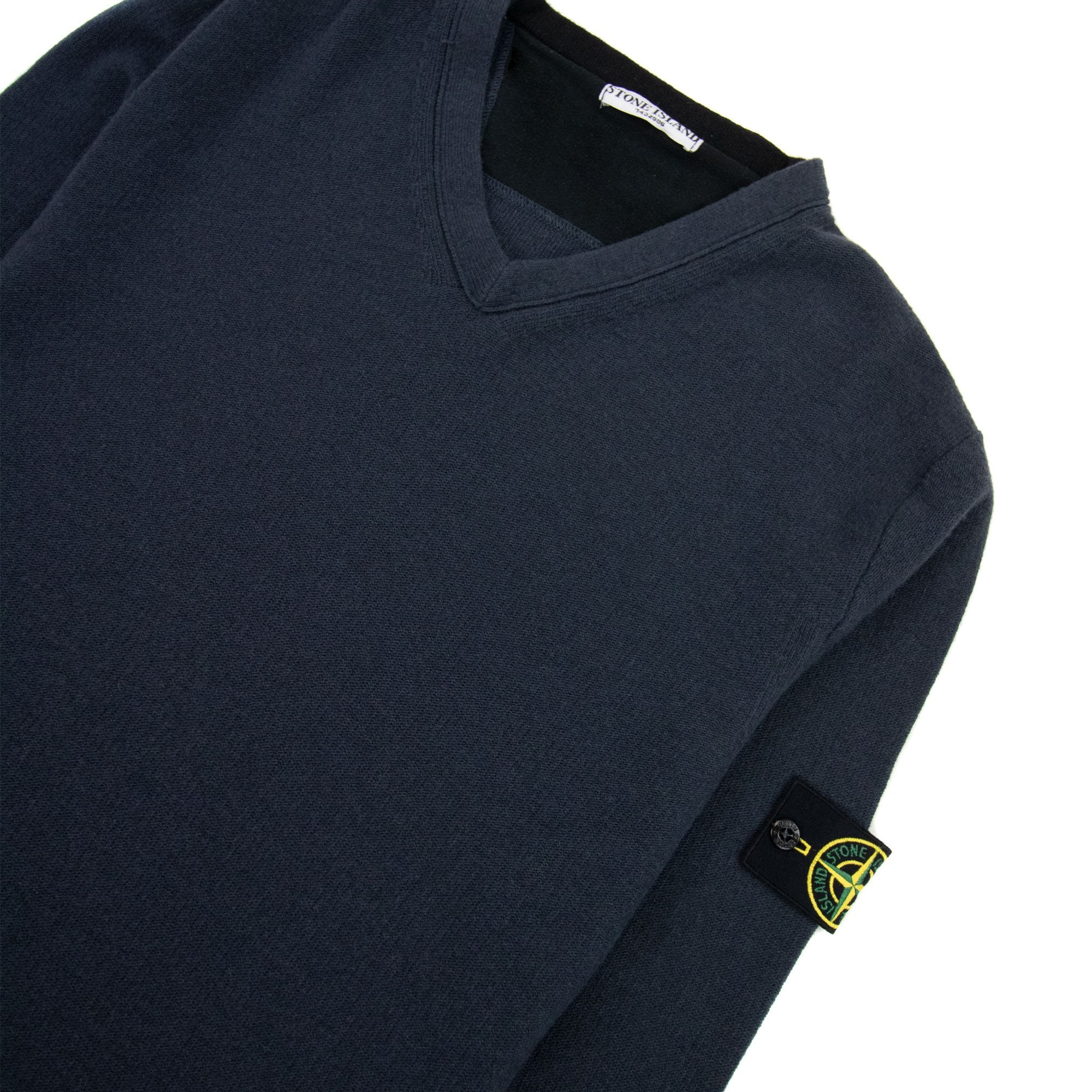Stone Island 559a1 V Neck Knitted Jumper Navy Blue V0024