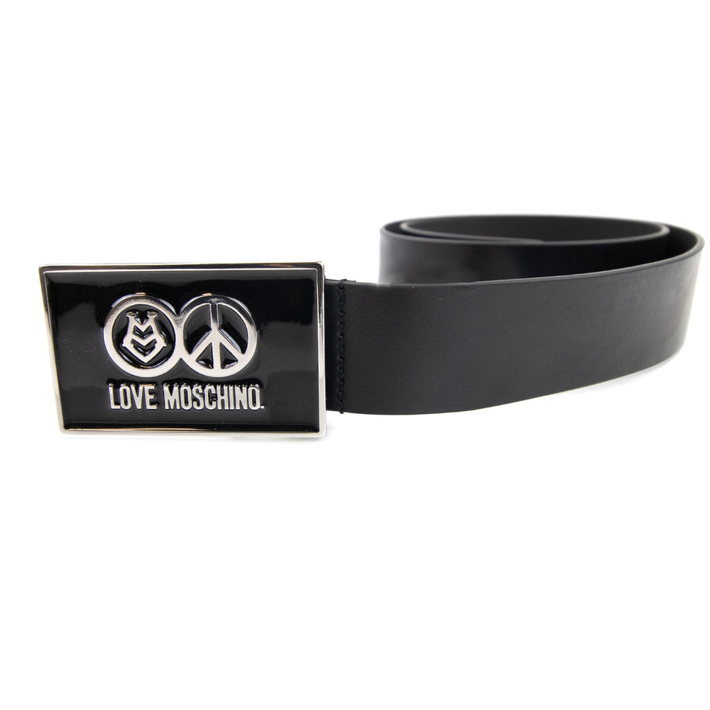 Love Moschino Gloss Peace Sign Buckle Belt Black 9902