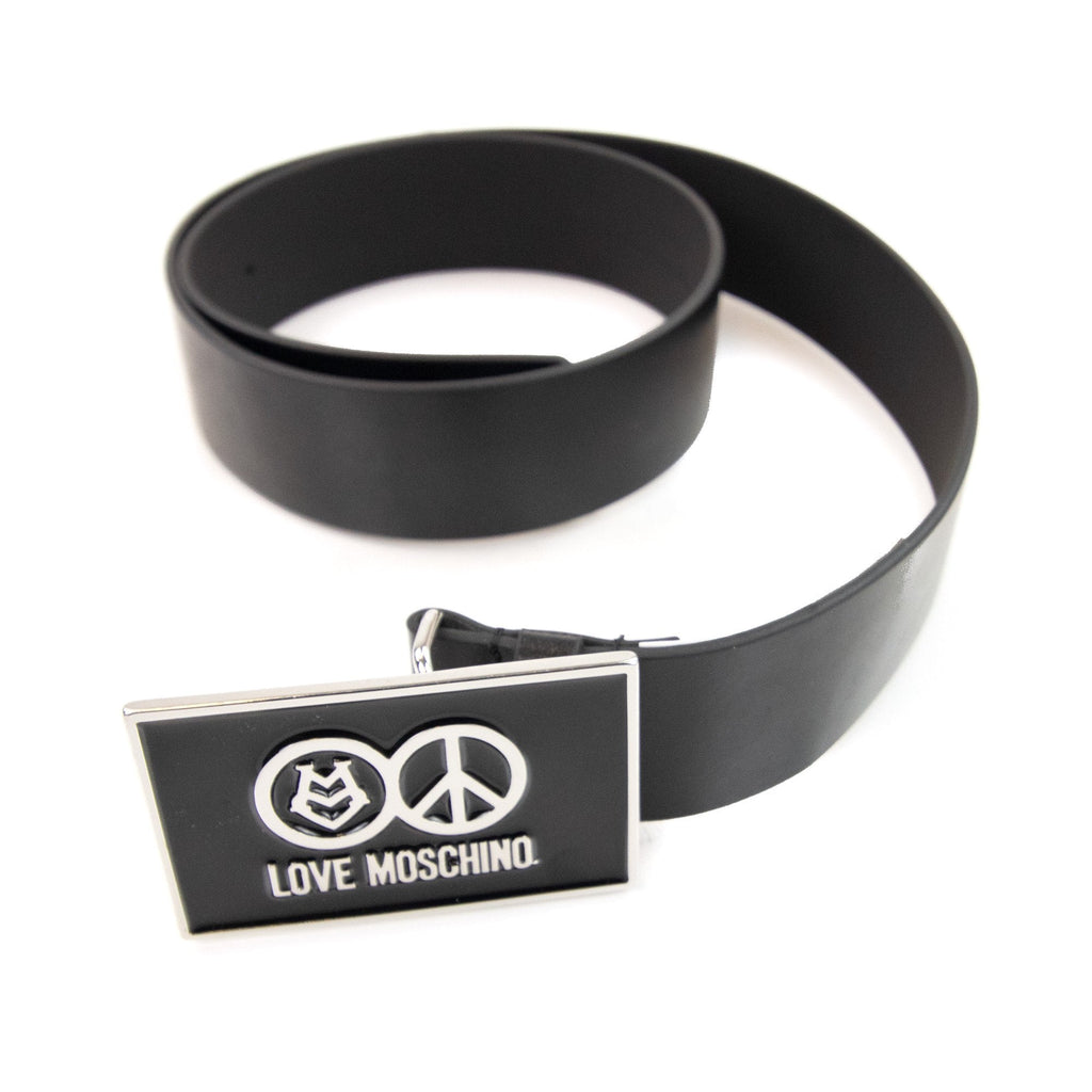Love Moschino Gloss Peace Sign Buckle Belt Black 9902